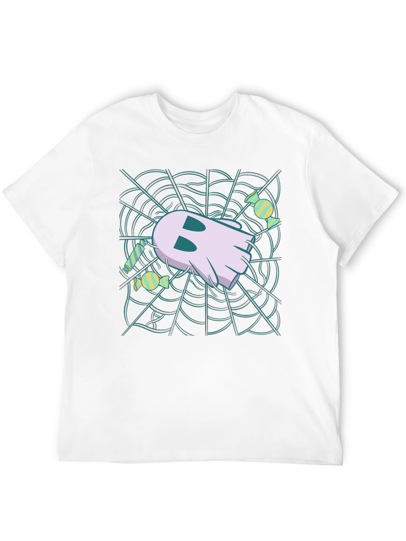 Ghost in Web Halloween Graphic T-Shirt