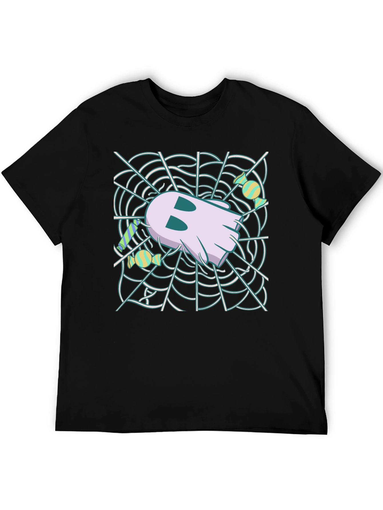 Ghost in Web Halloween Graphic T-Shirt