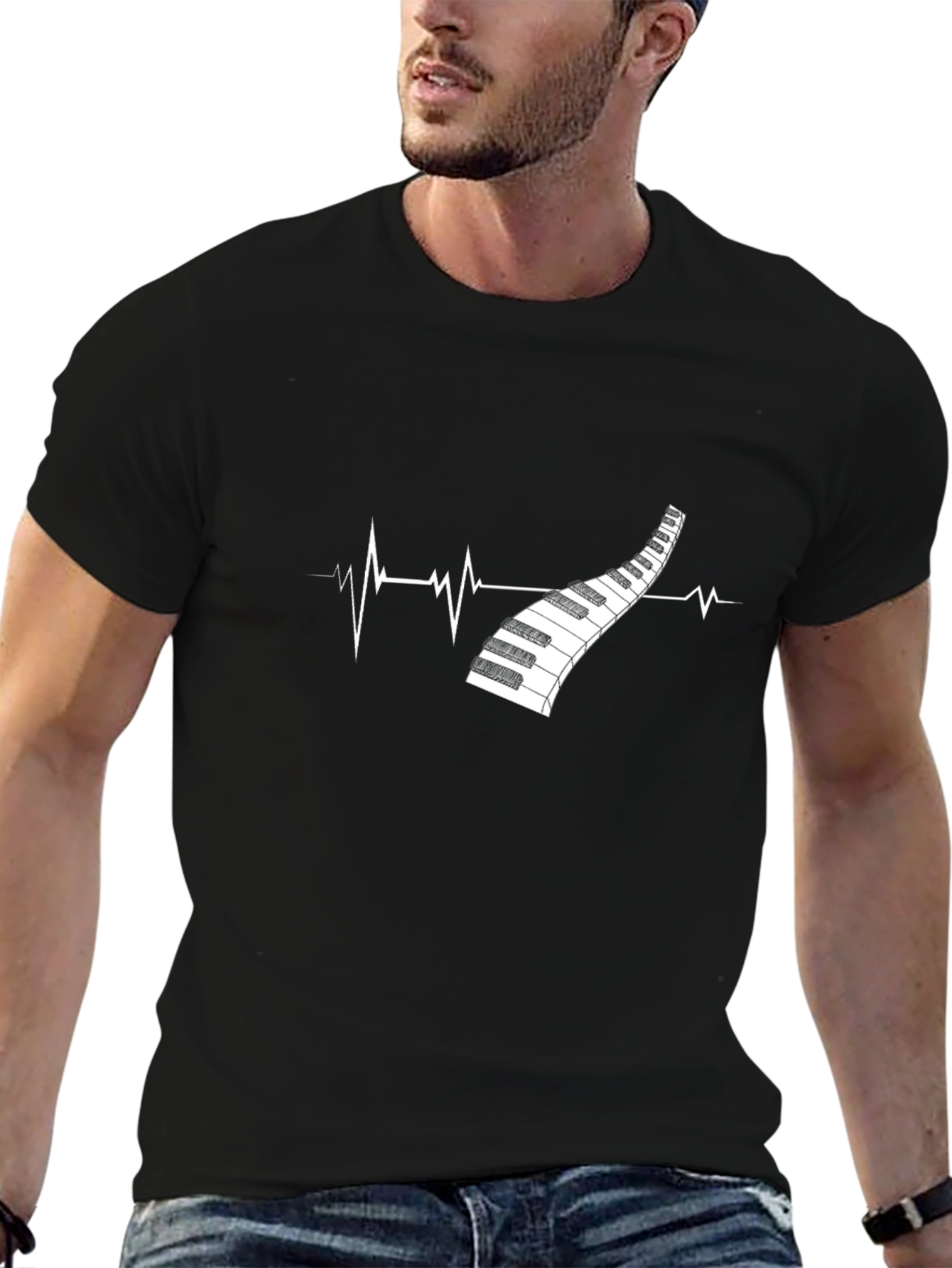 Piano Heartbeat Graphic Tee - Music Lover Shirt