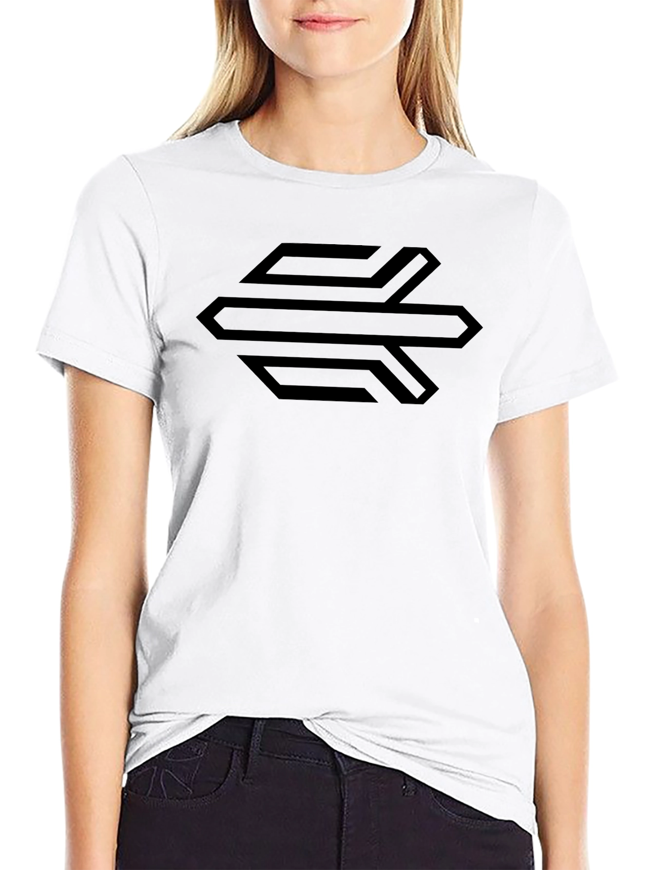Modern Black Graphic Tee - Geometric Design