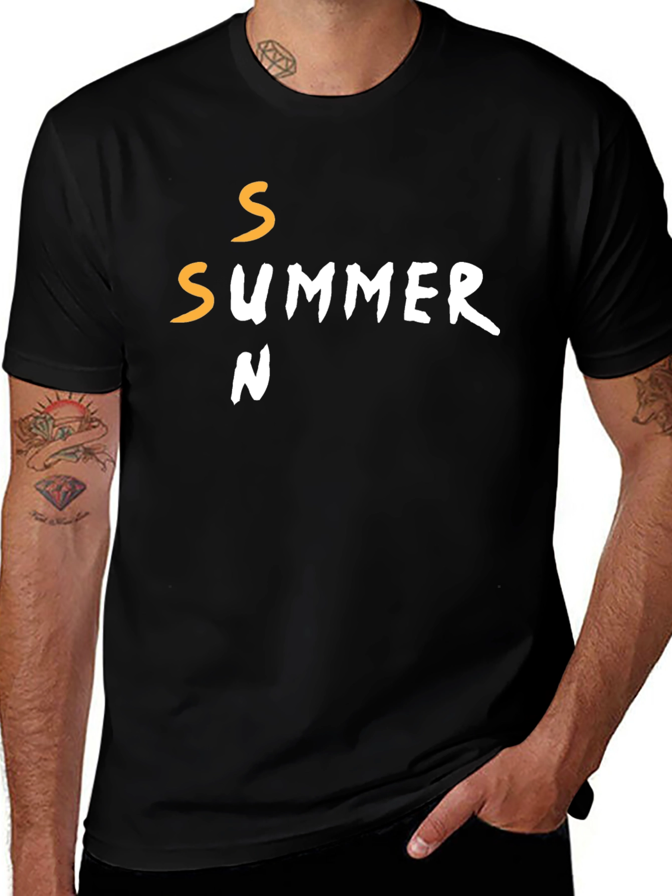 Summer Season Graphic T-Shirt - Casual Black Tee