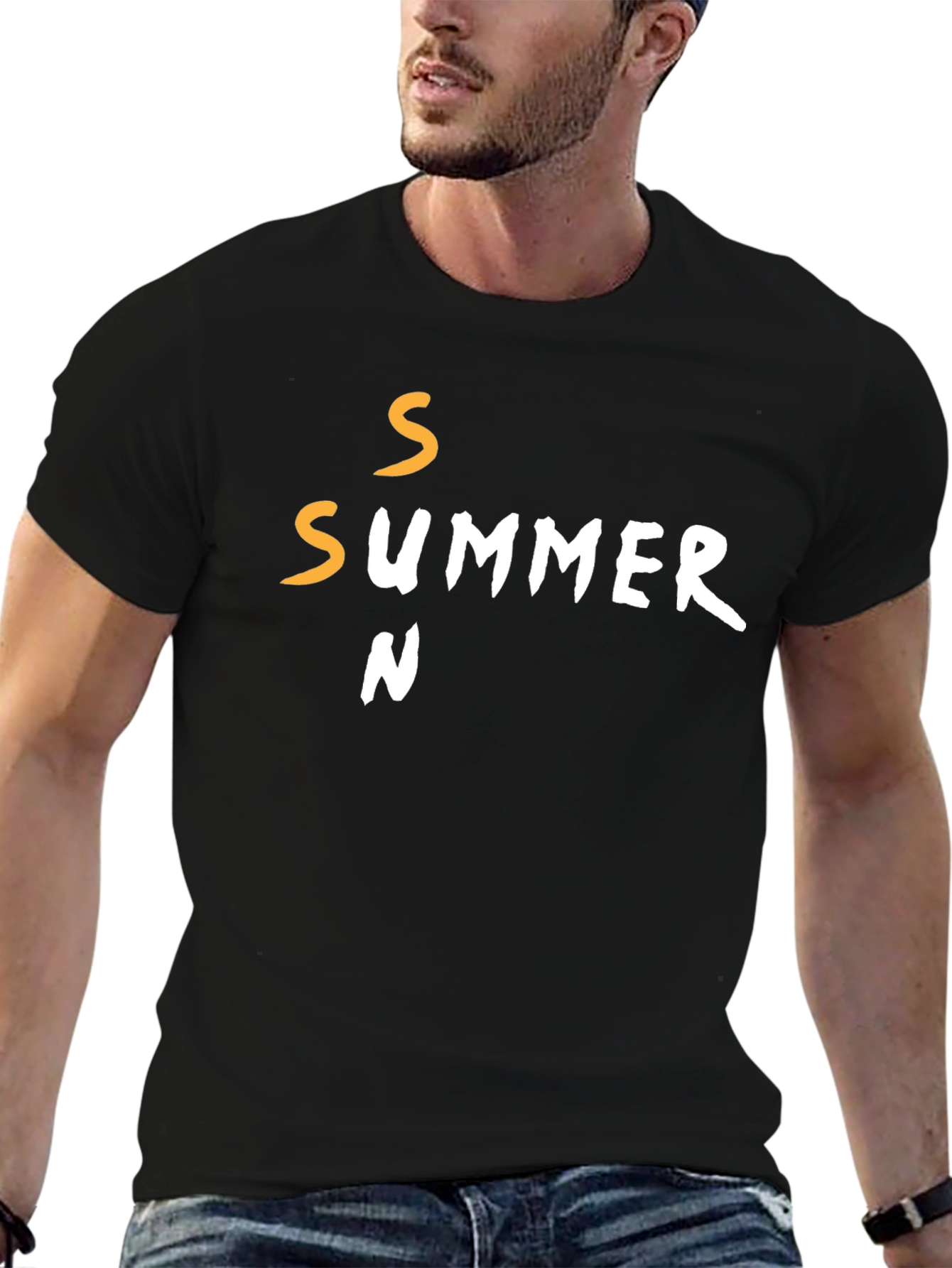 Summer Season Graphic T-Shirt - Casual Black Tee