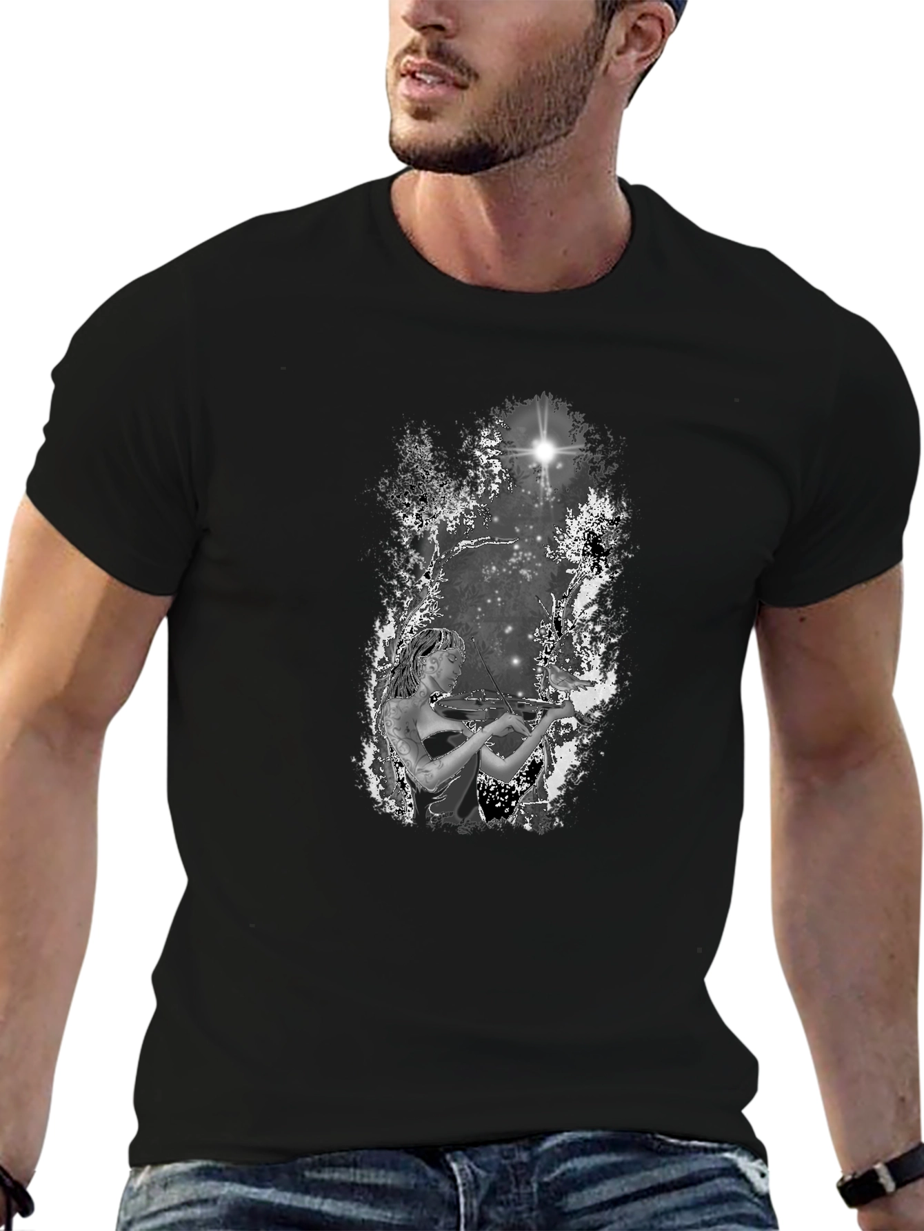 Mystic Violinist Graphic Tee - Black