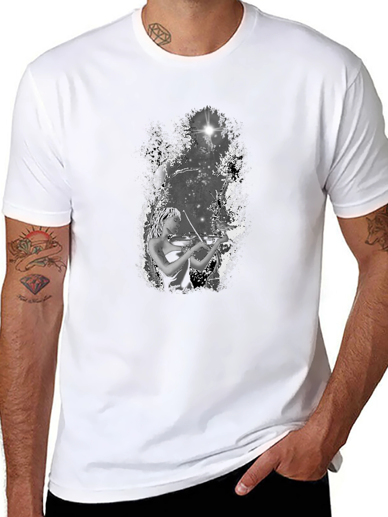 Mystic Violinist Graphic Tee - Black