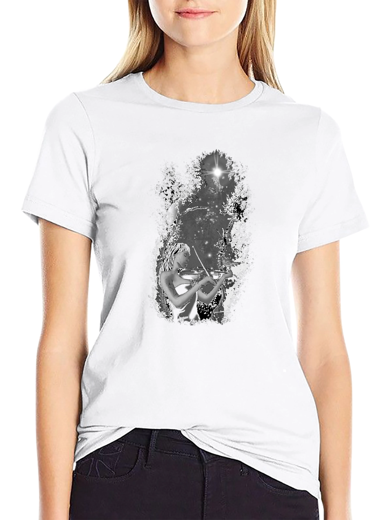 Mystic Violinist Graphic Tee - Black