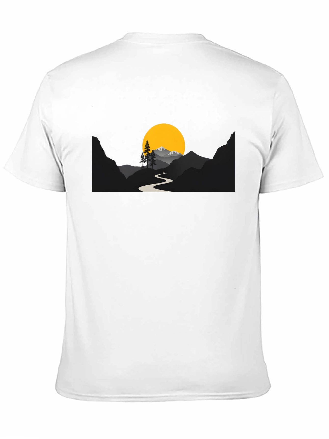 Mountain Sunset Graphic Tee - Black Cotton