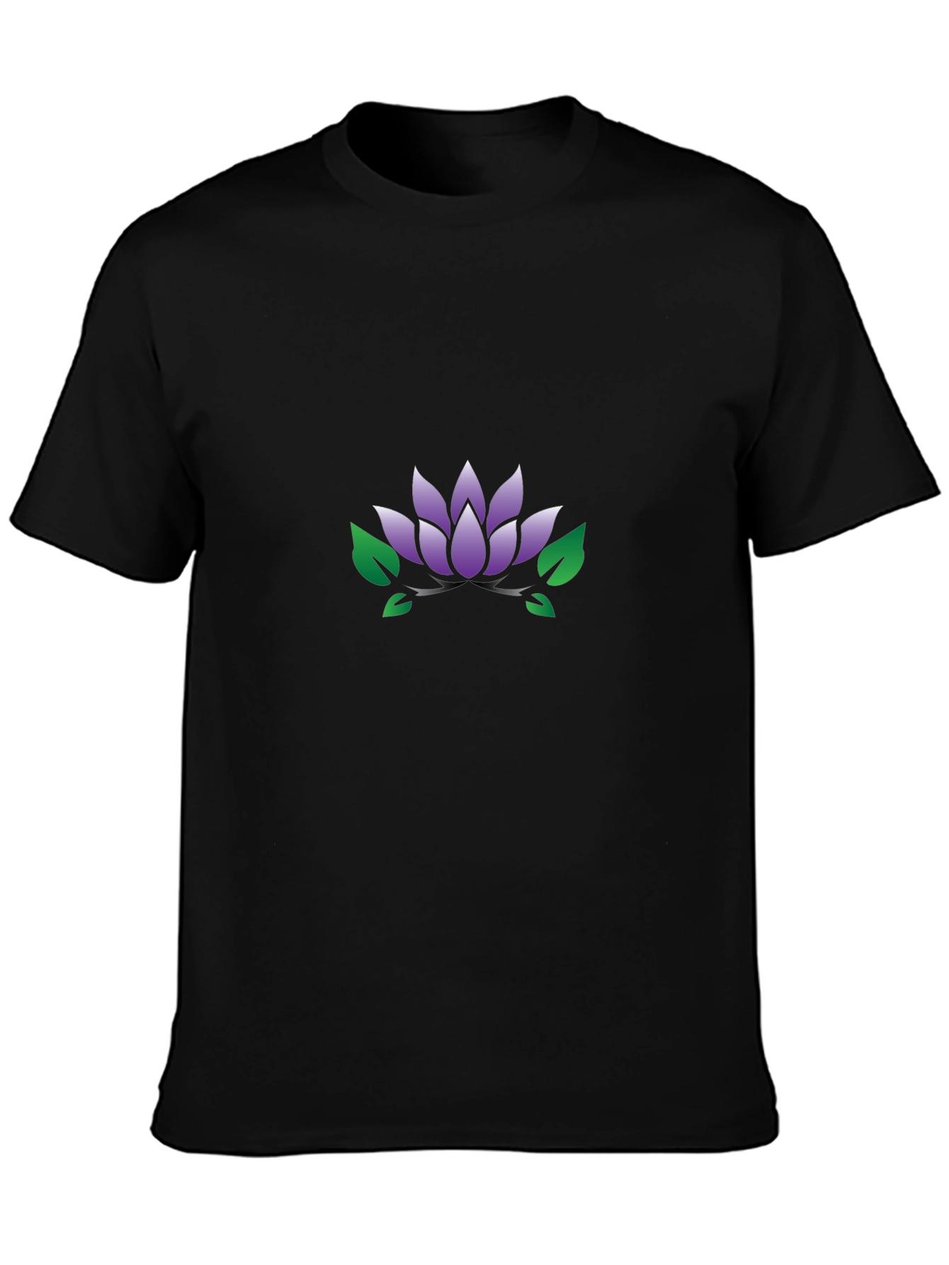 Lotus Flower Graphic Black T-Shirt