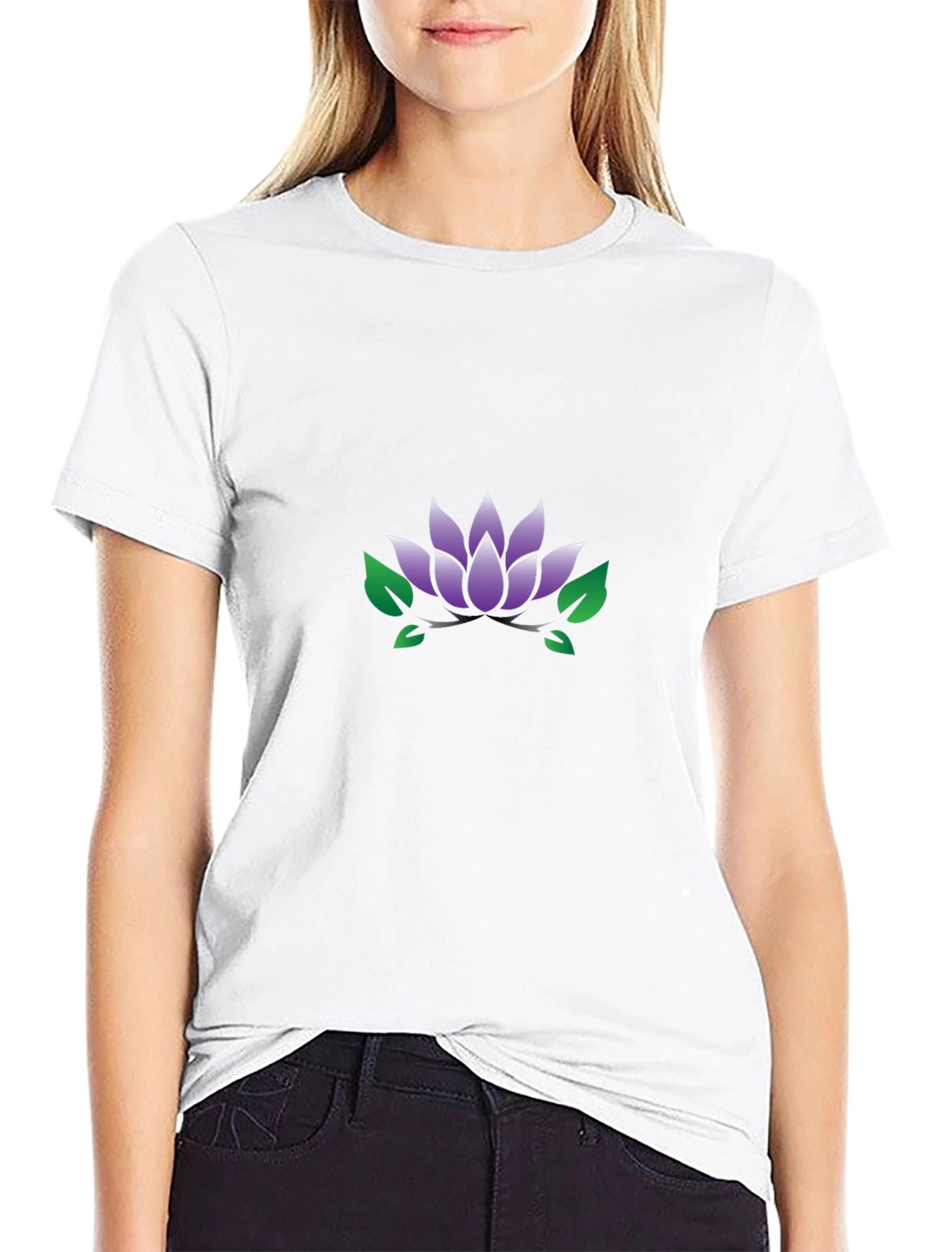 Lotus Flower Graphic Black T-Shirt