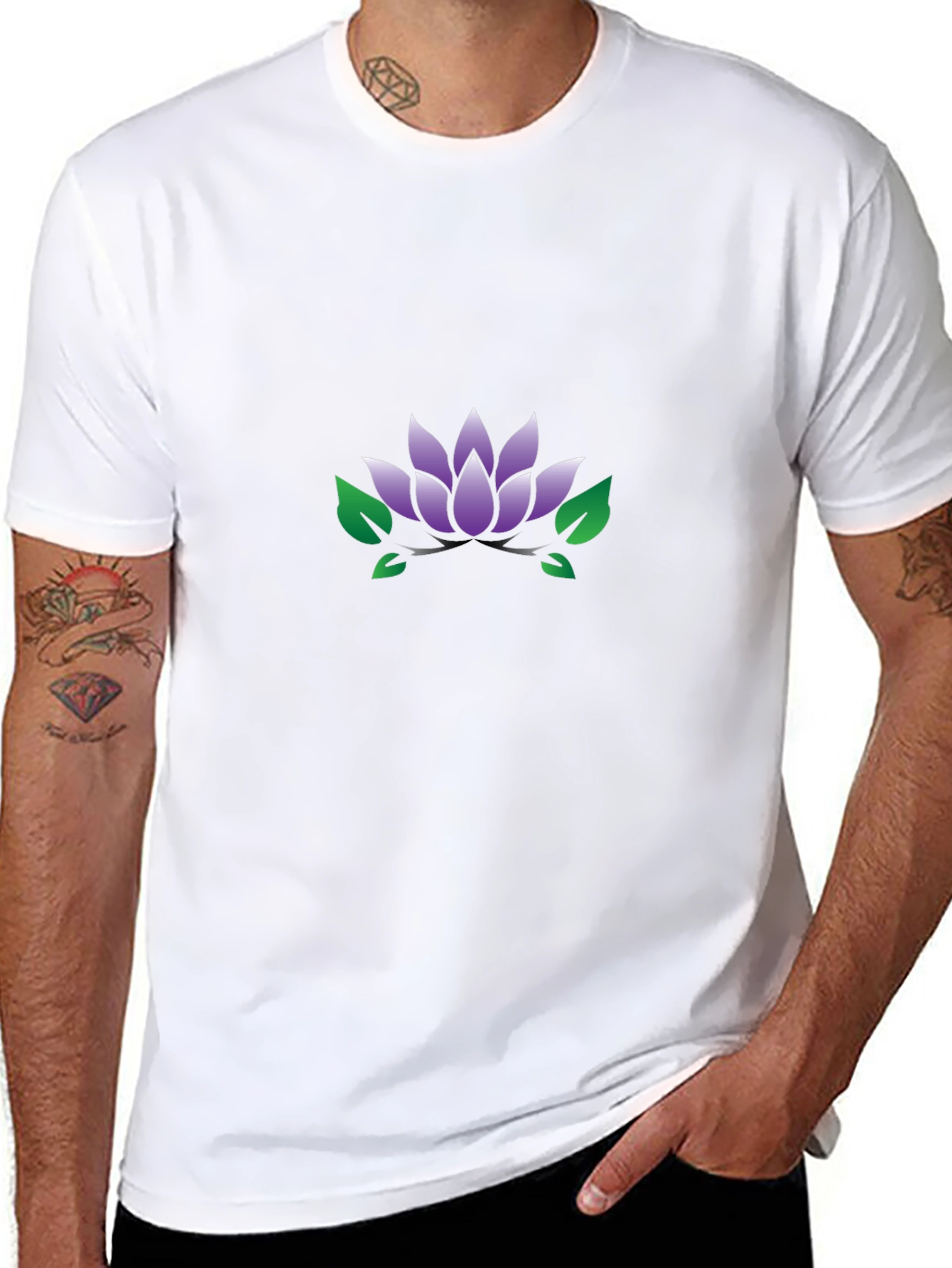 Lotus Flower Graphic Black T-Shirt