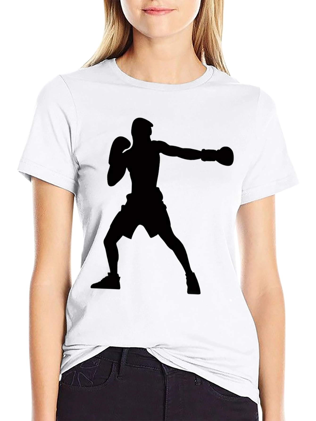 Boxing Silhouette Graphic T-Shirt - Black