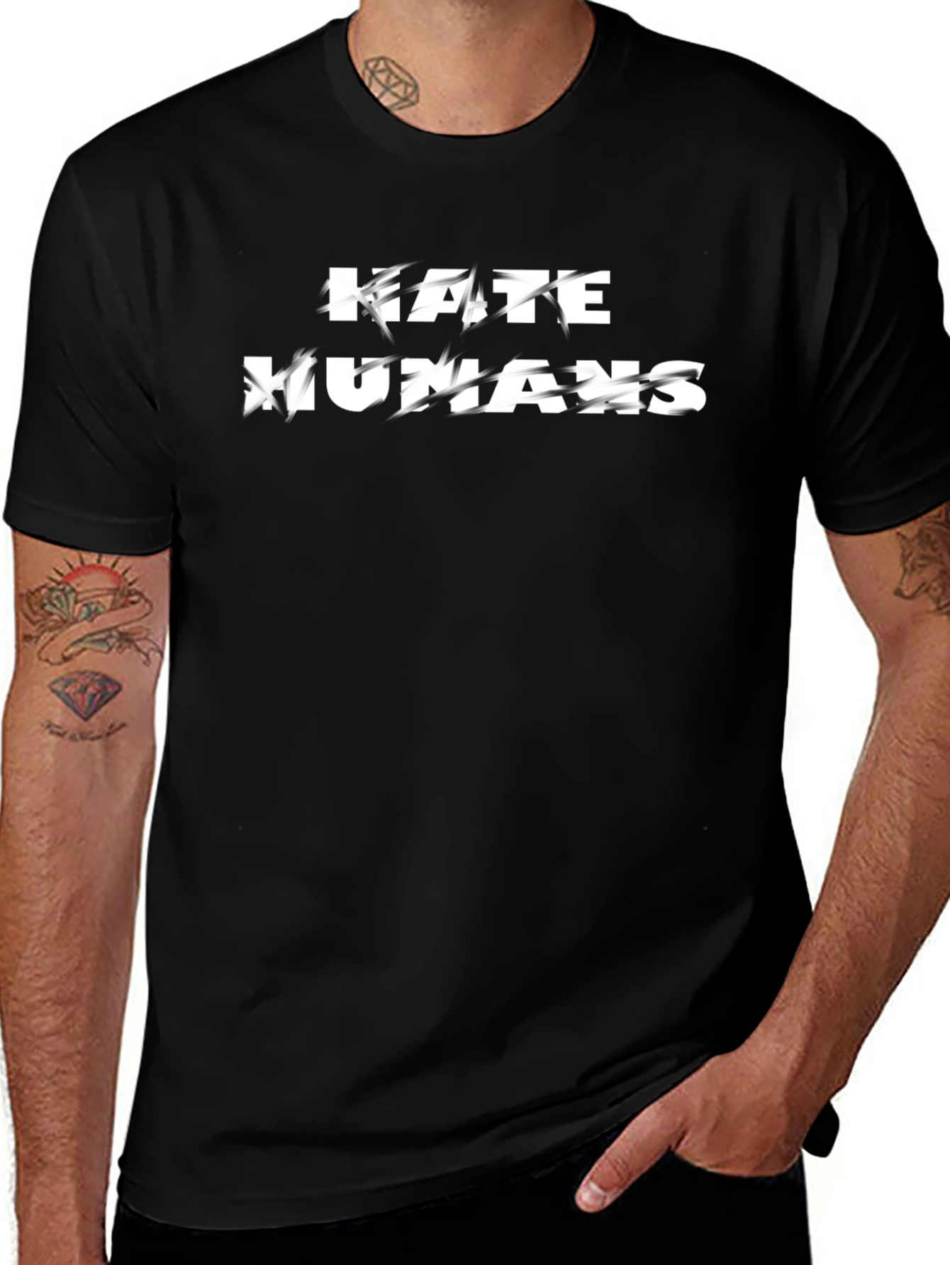 Hate Humans Black Graphic Tee for Men