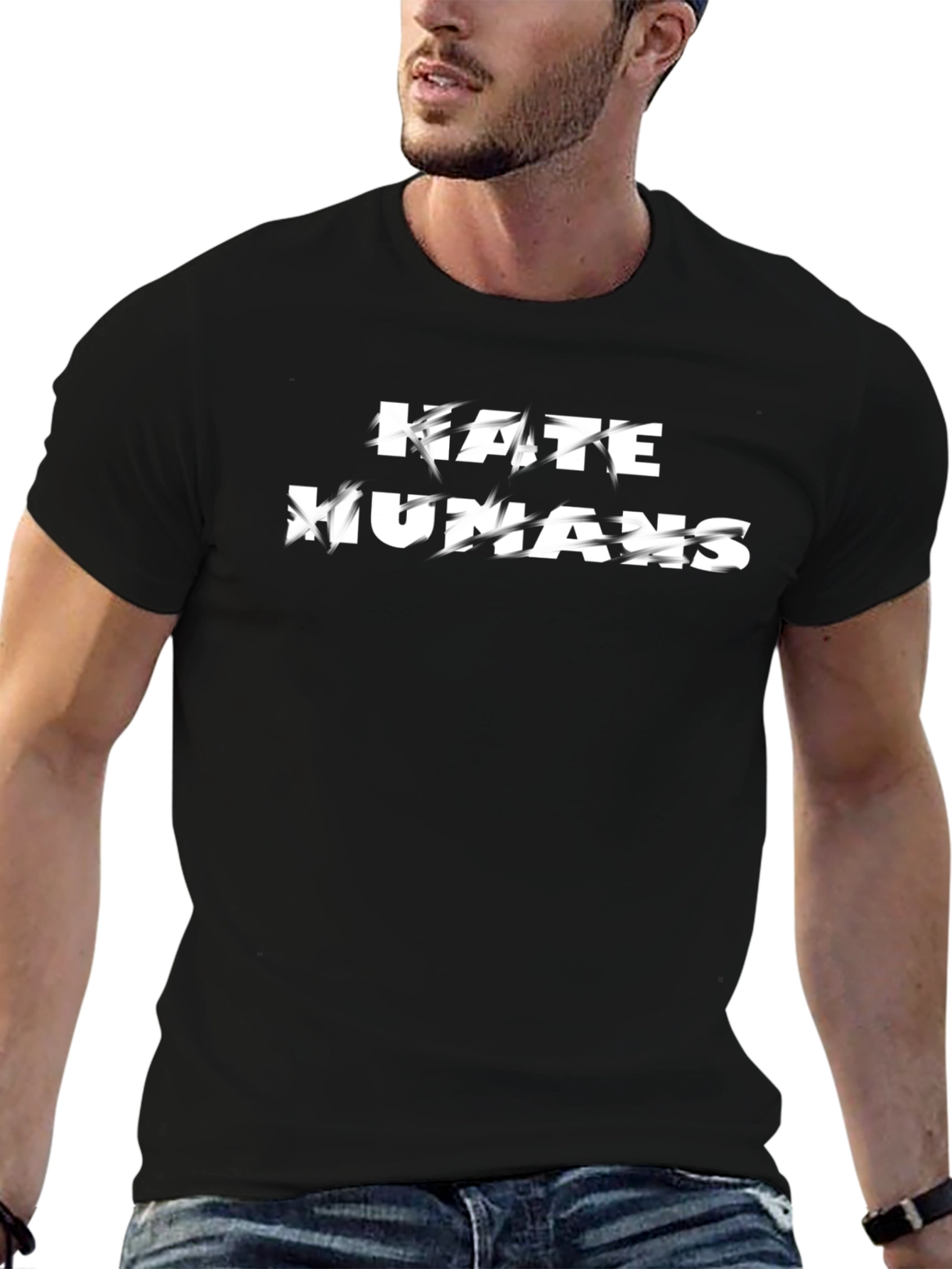 Hate Humans Black Graphic Tee for Men