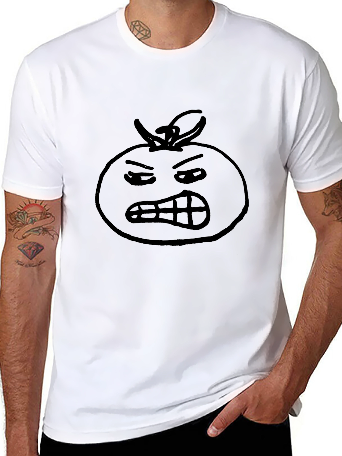 Funny Angry Tomato T-Shirt - Black Cotton Tee