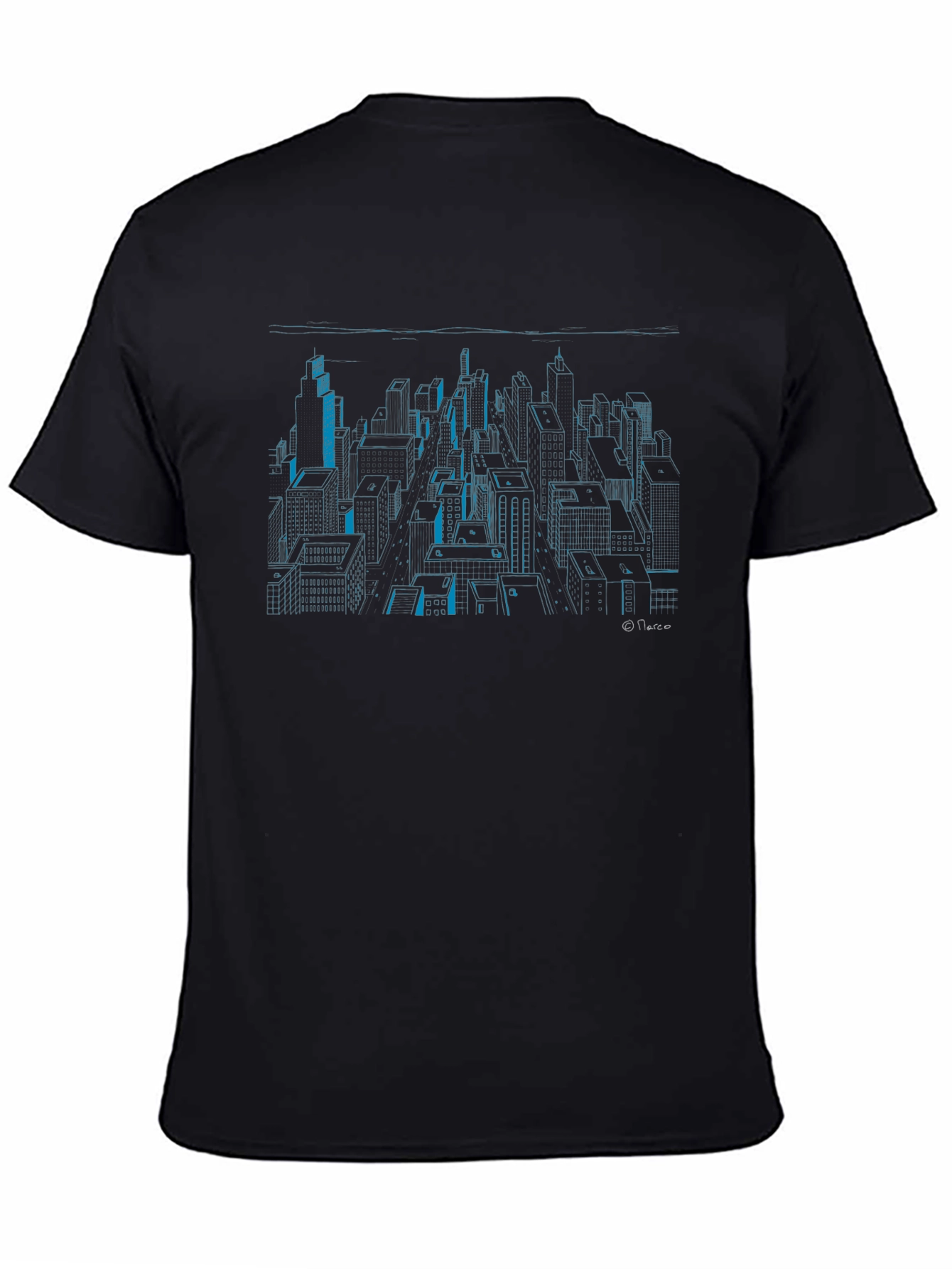 Cityscape Graphic Print Black T-Shirt
