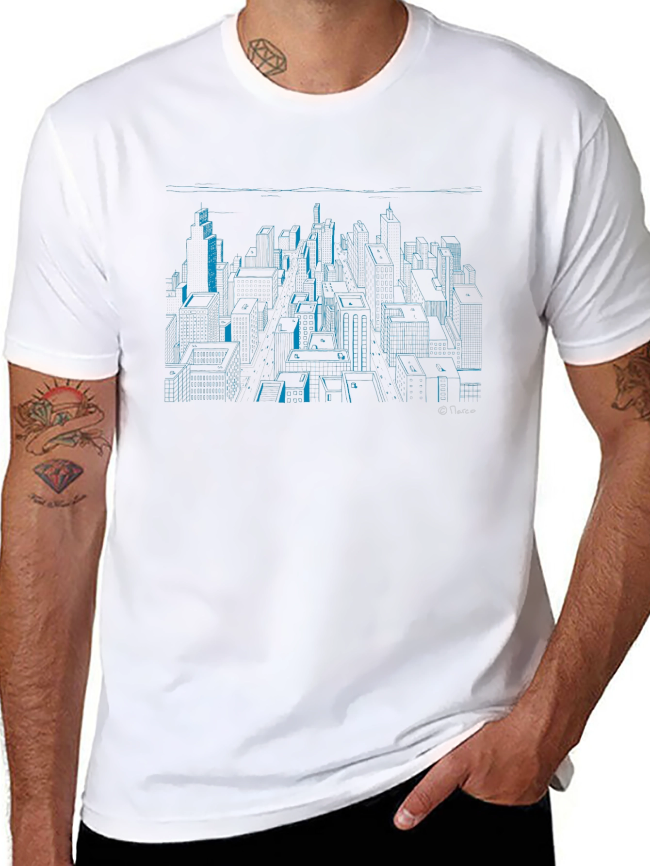 Cityscape Graphic Print Black T-Shirt