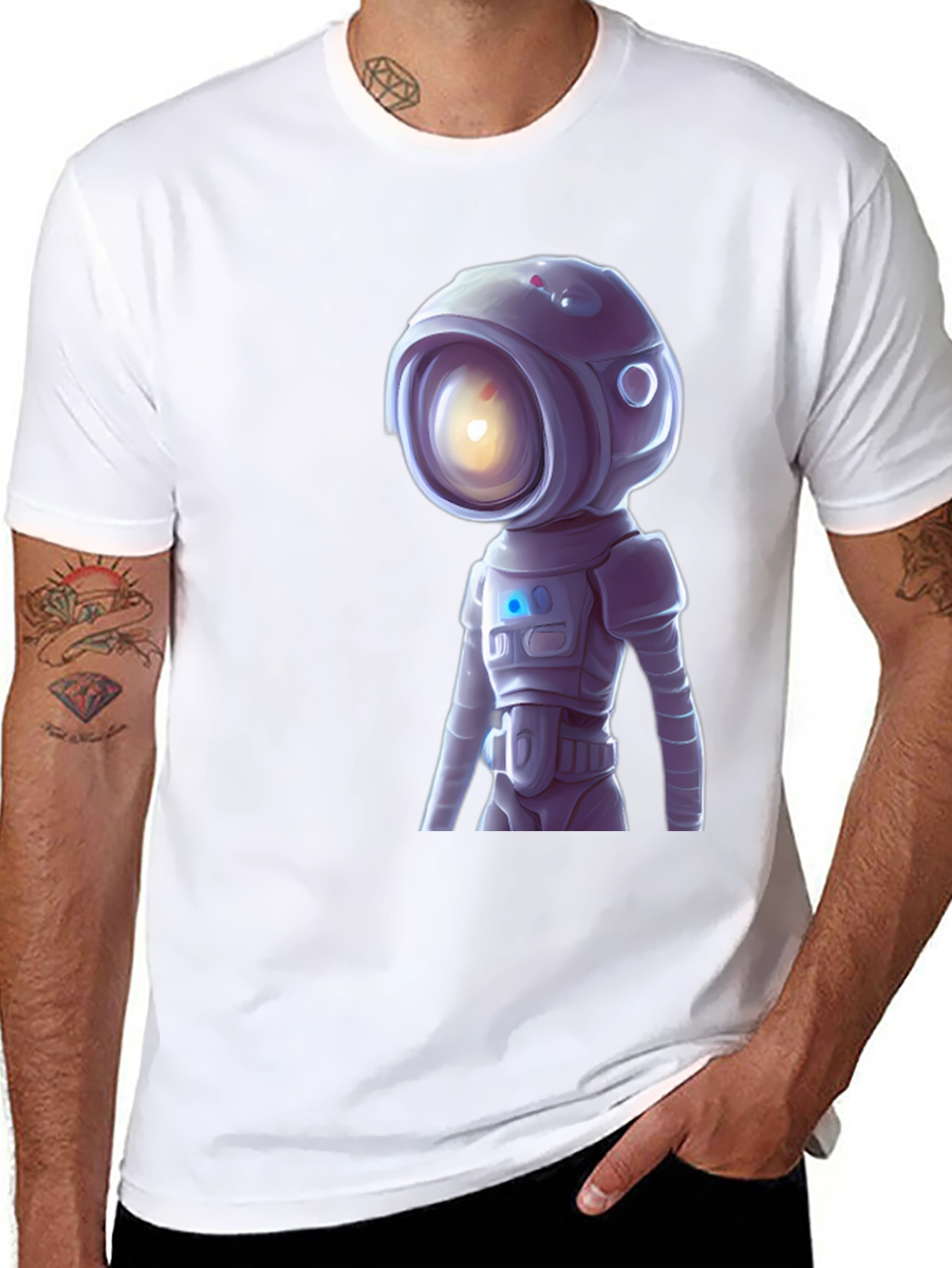 Astronaut Robot Graphic T-Shirt - Cool Sci-Fi Tee