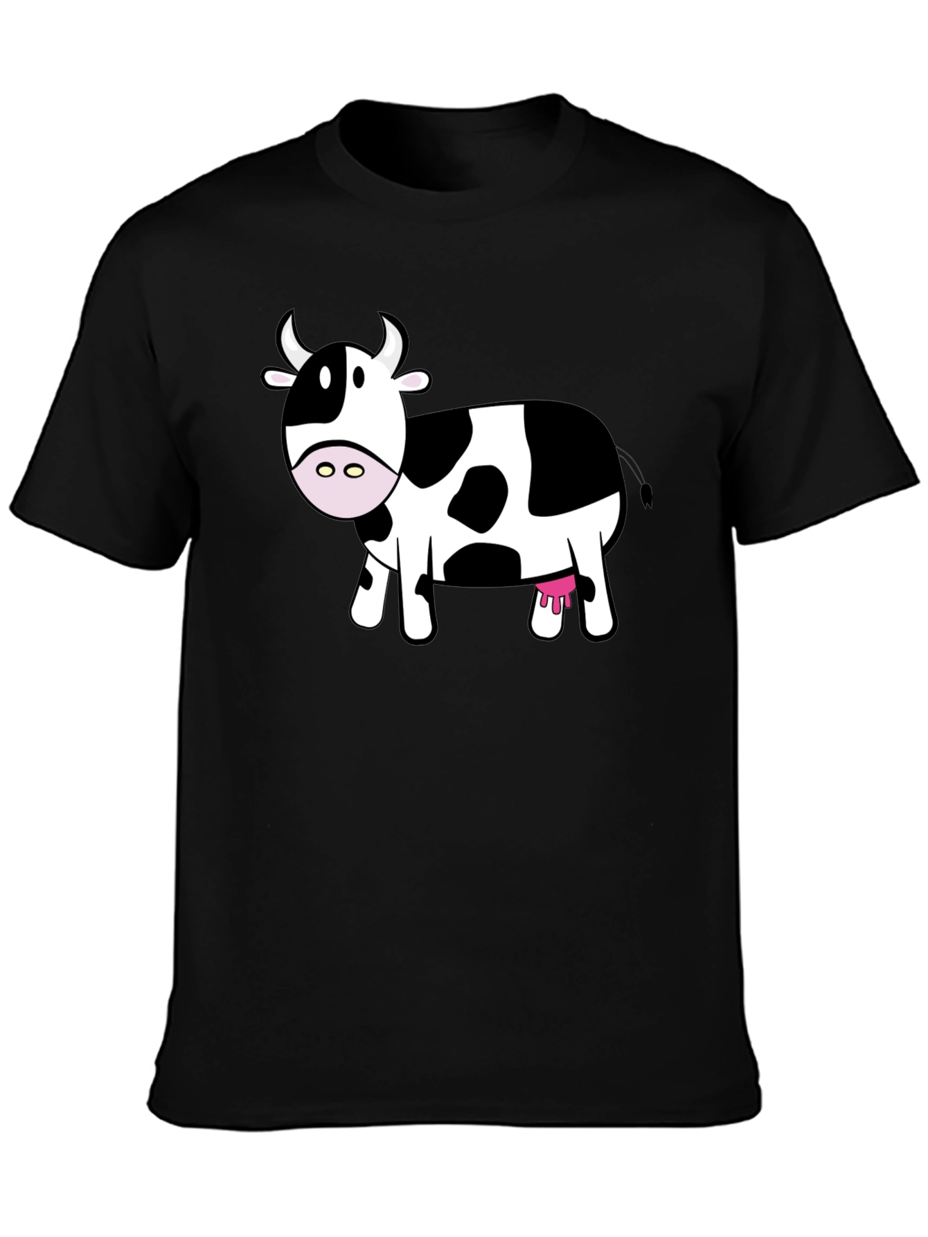 Cute Cow Graphic Tee - Black Cotton T-Shirt