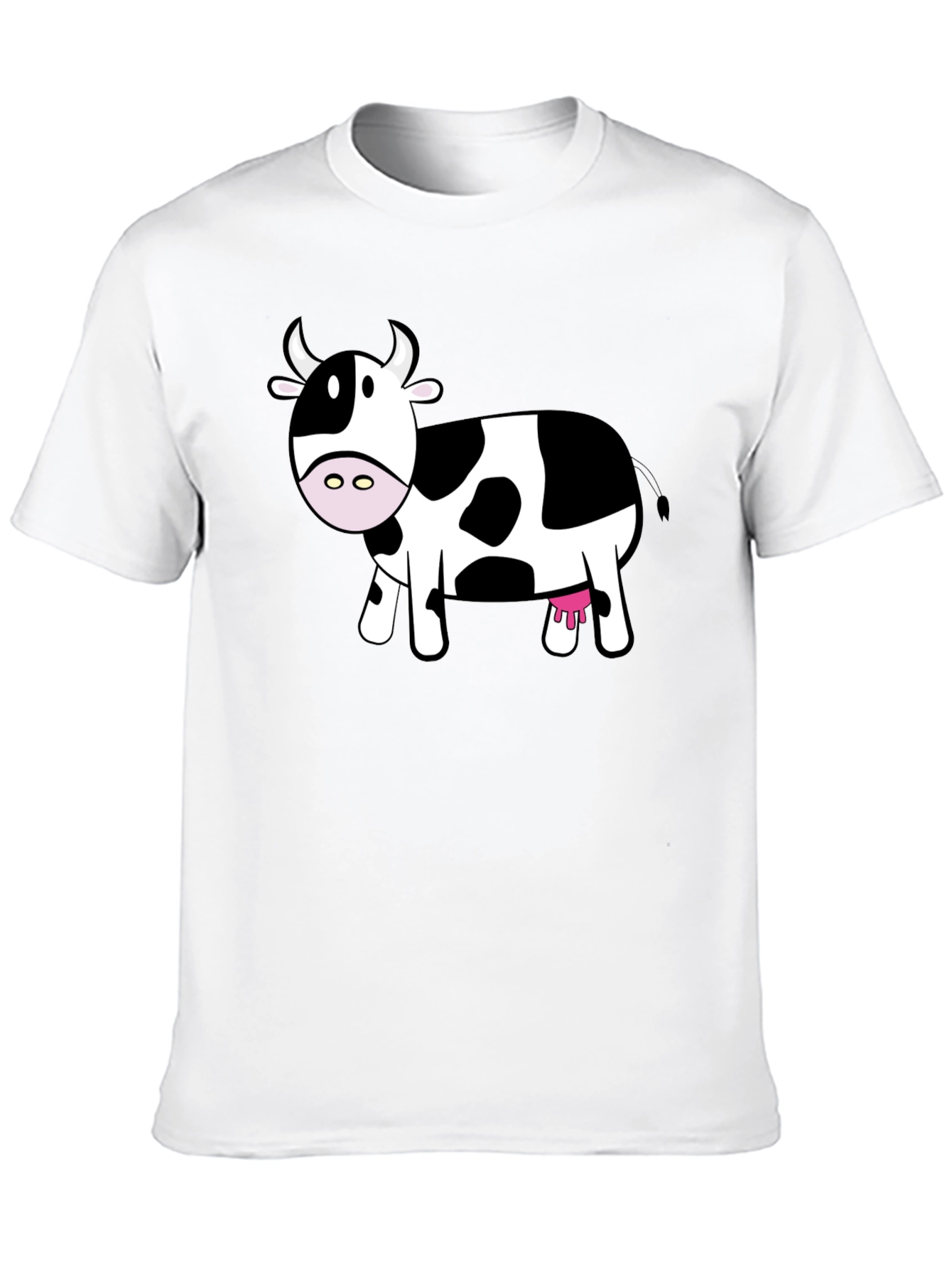 Cute Cow Graphic Tee - Black Cotton T-Shirt