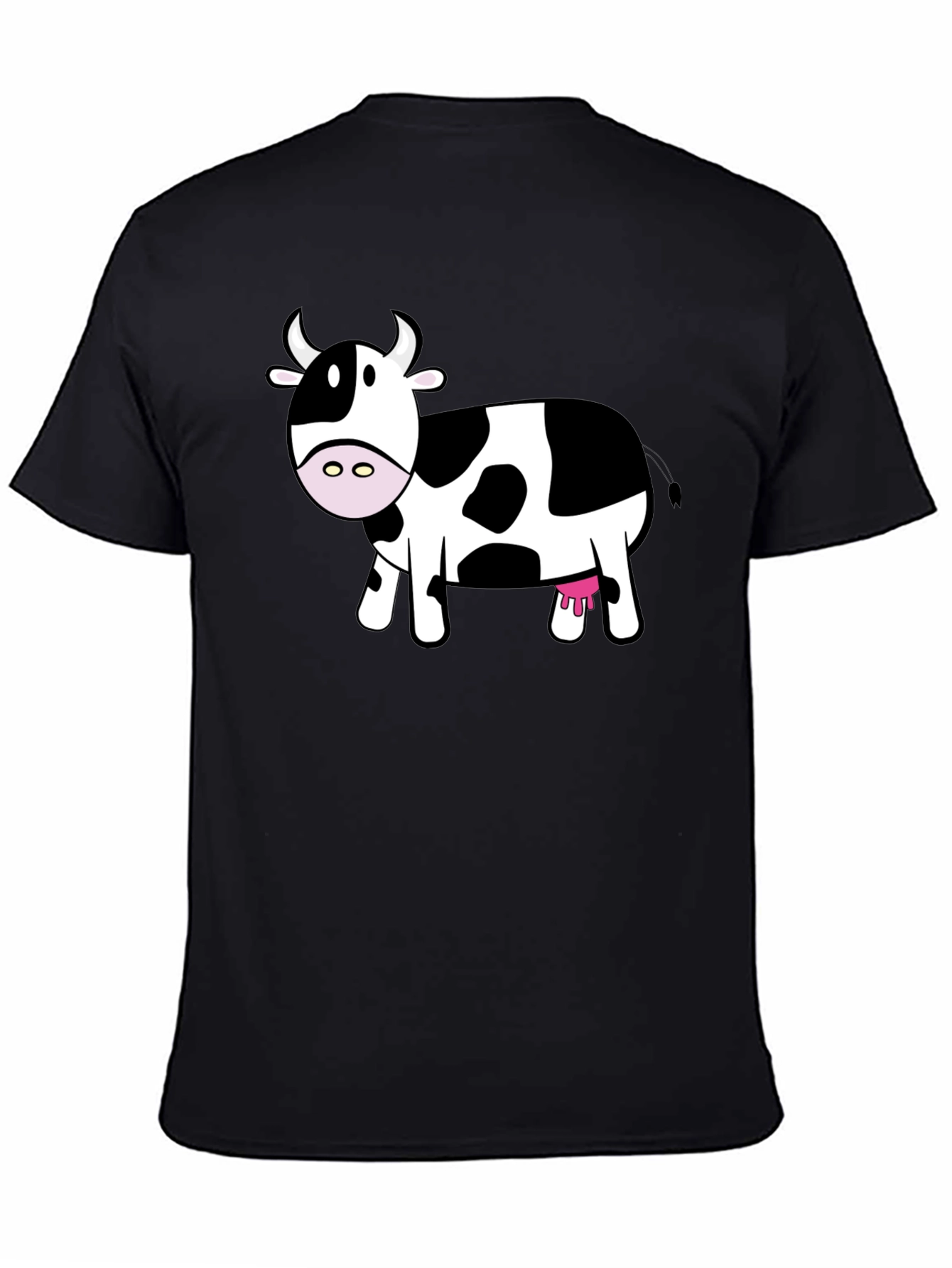 Cute Cow Graphic Tee - Black Cotton T-Shirt