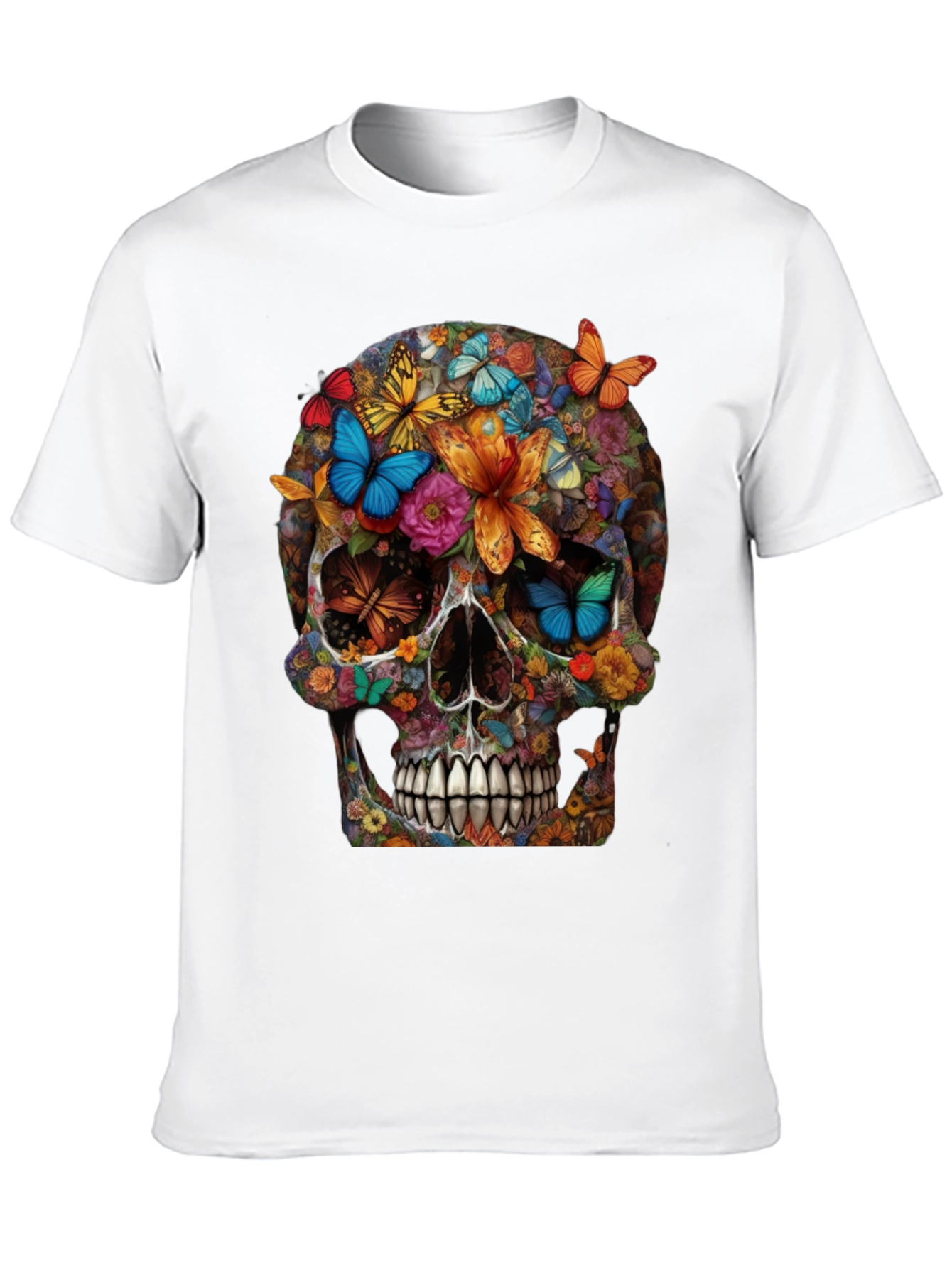 Floral Butterfly Skull Graphic Tee