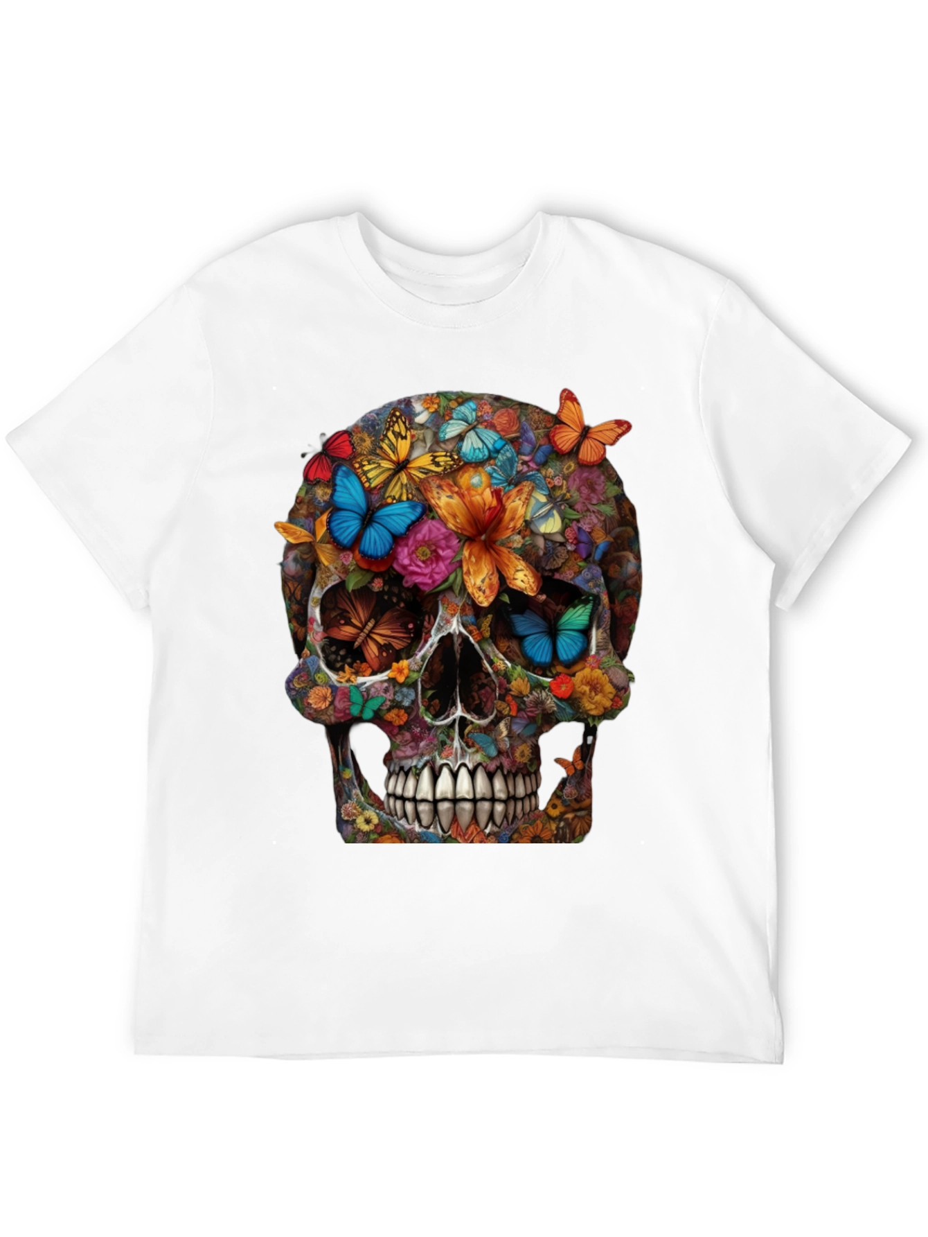 Floral Butterfly Skull Graphic Tee
