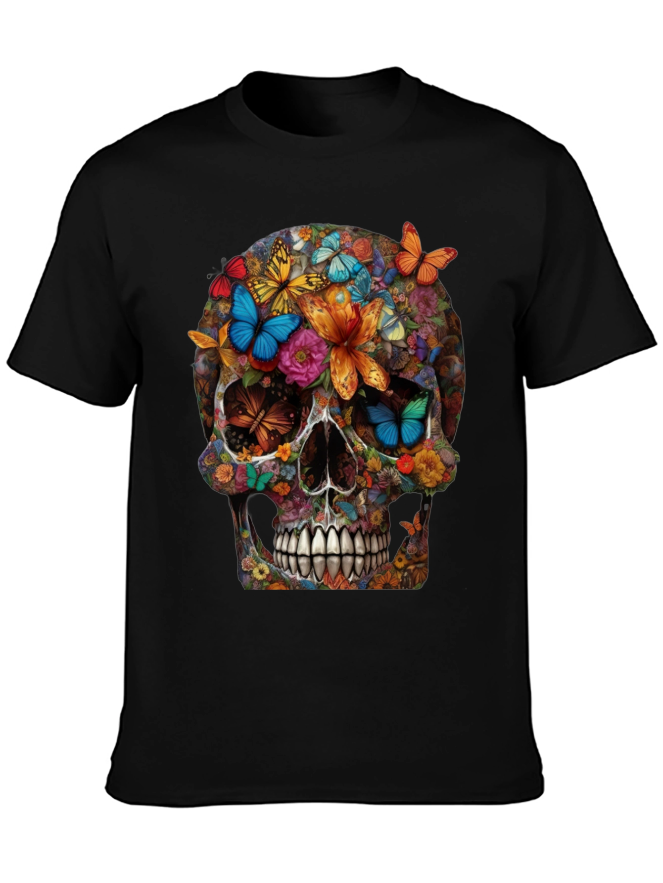 Floral Butterfly Skull Graphic Tee
