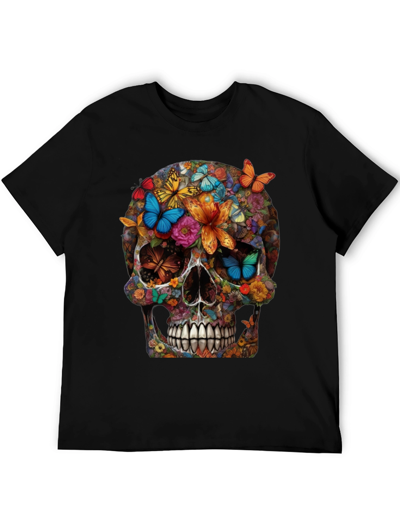 Floral Butterfly Skull Graphic Tee