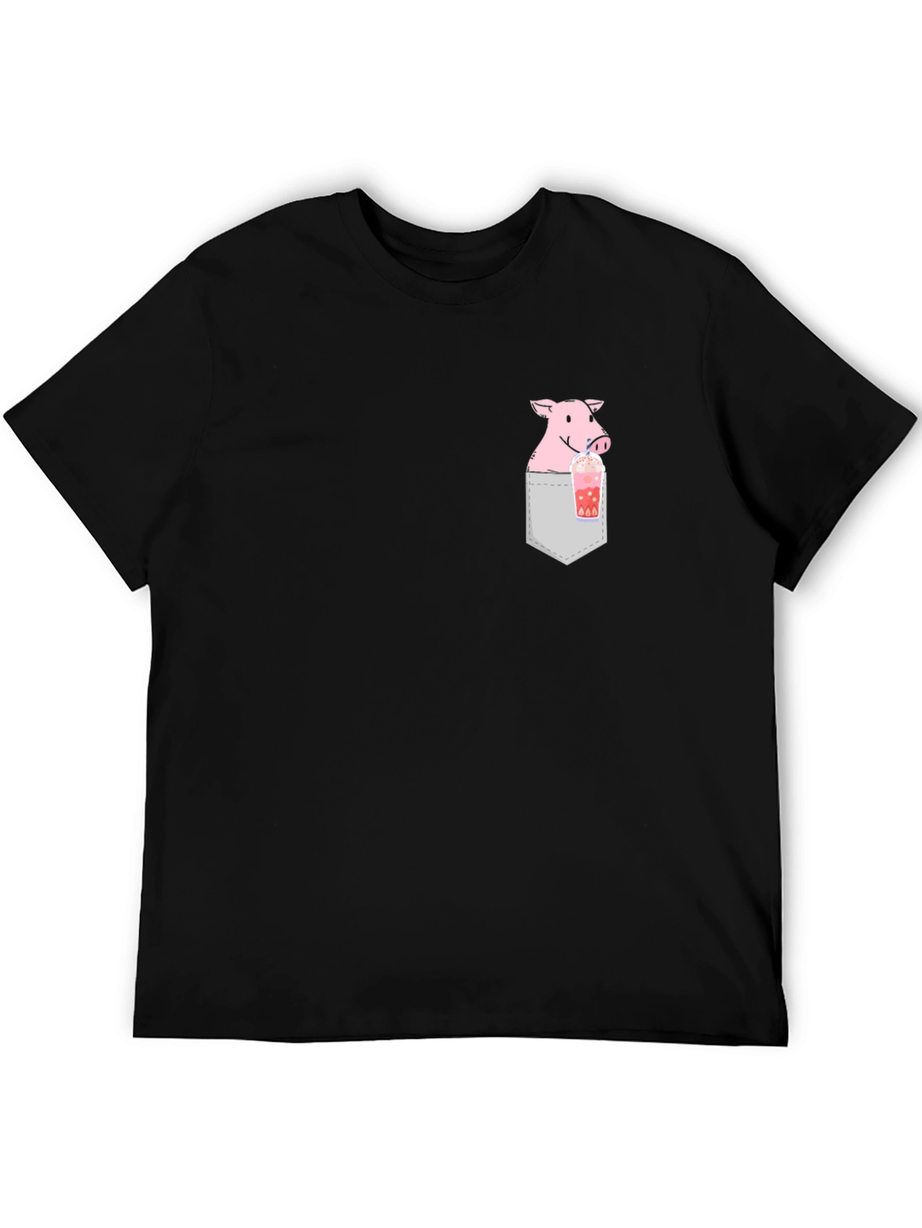 Pig Boba Pocket Tee - Cute Graphic T-Shirt