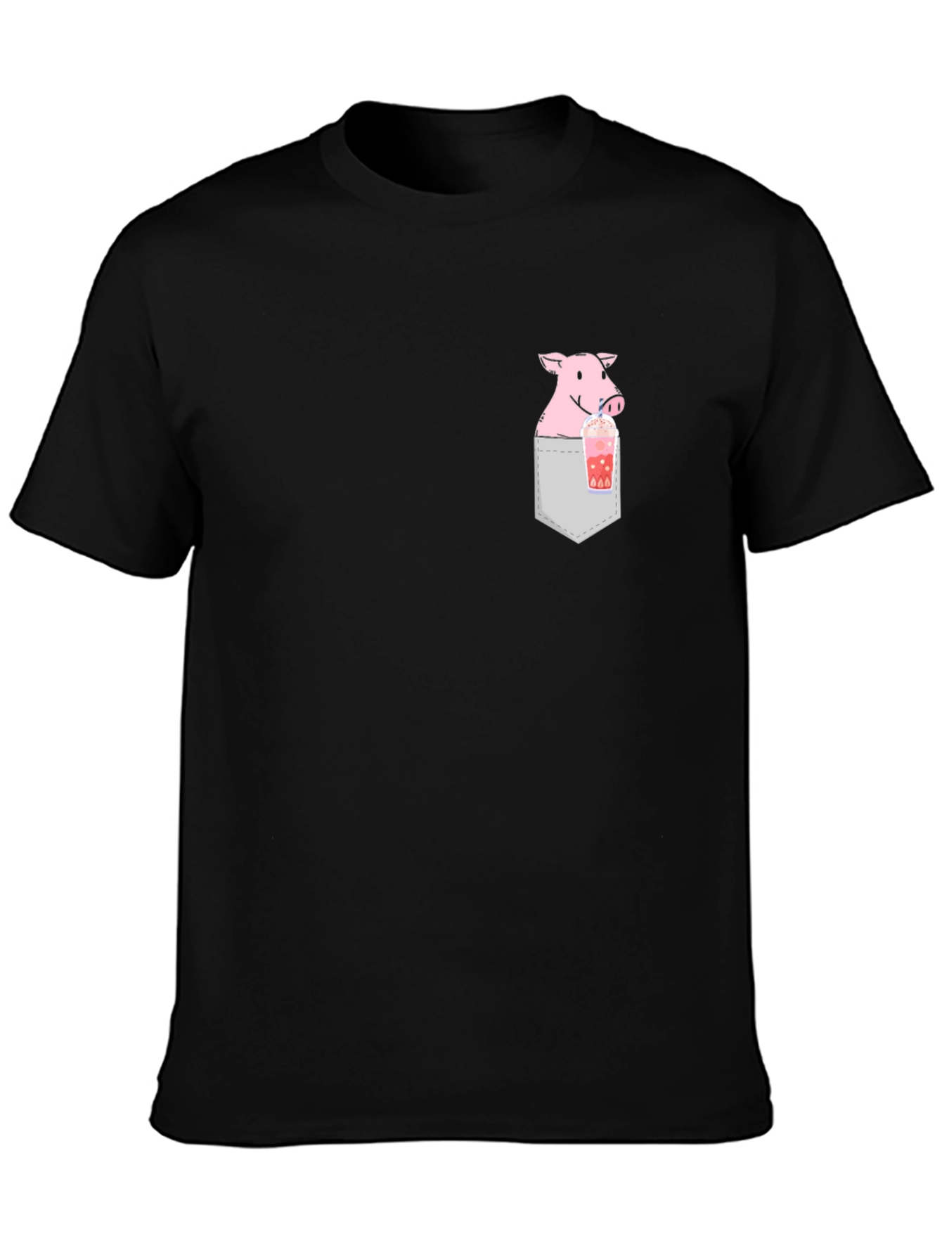 Pig Boba Pocket Tee - Cute Graphic T-Shirt