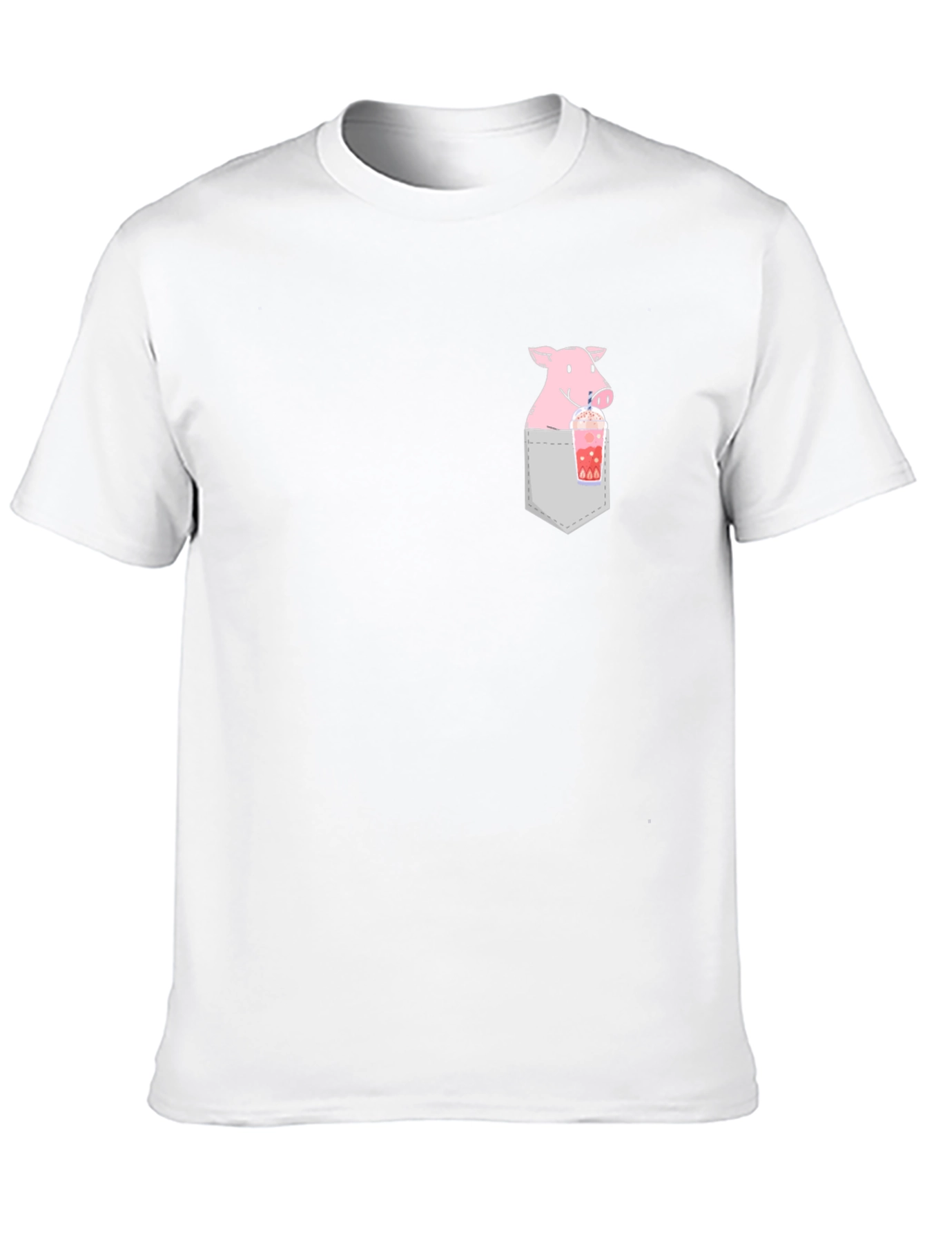 Pig Boba Pocket Tee - Cute Graphic T-Shirt