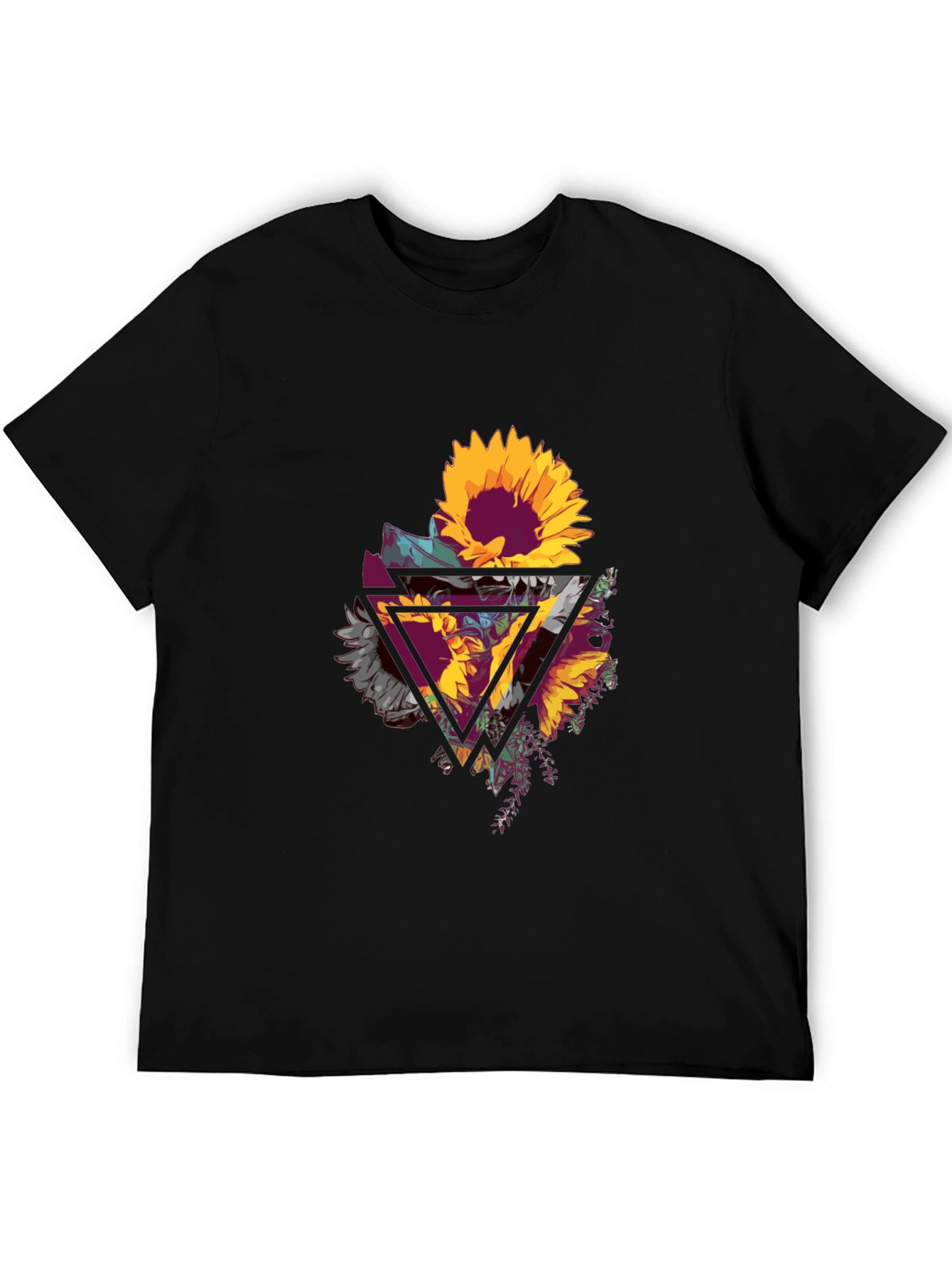 Sunflower Geometric Graphic Tee - Mens Black T-Shirt