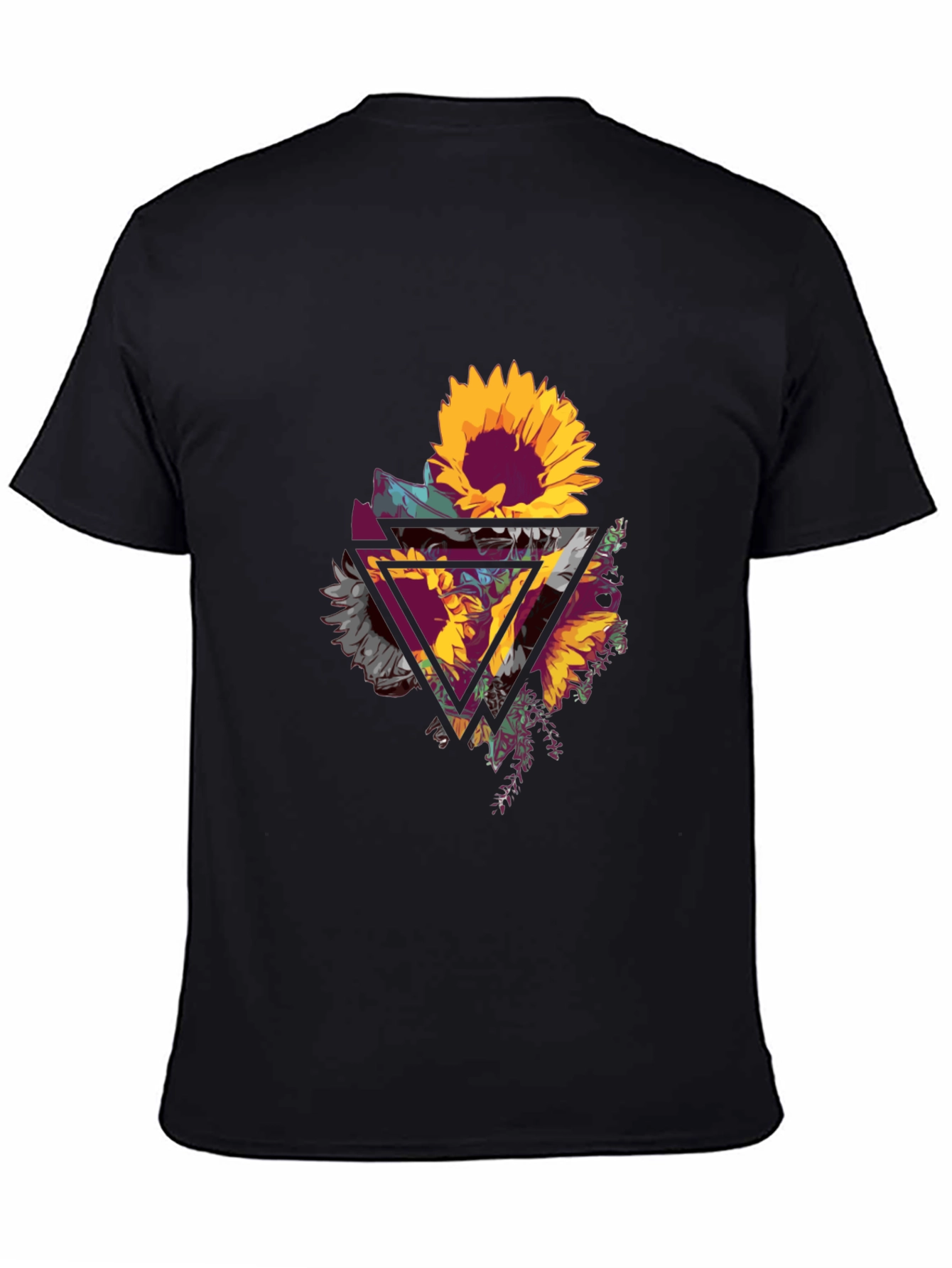 Sunflower Geometric Graphic Tee - Mens Black T-Shirt