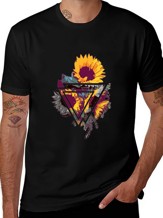 Sunflower Geometric Graphic Tee - Mens Black T-Shirt