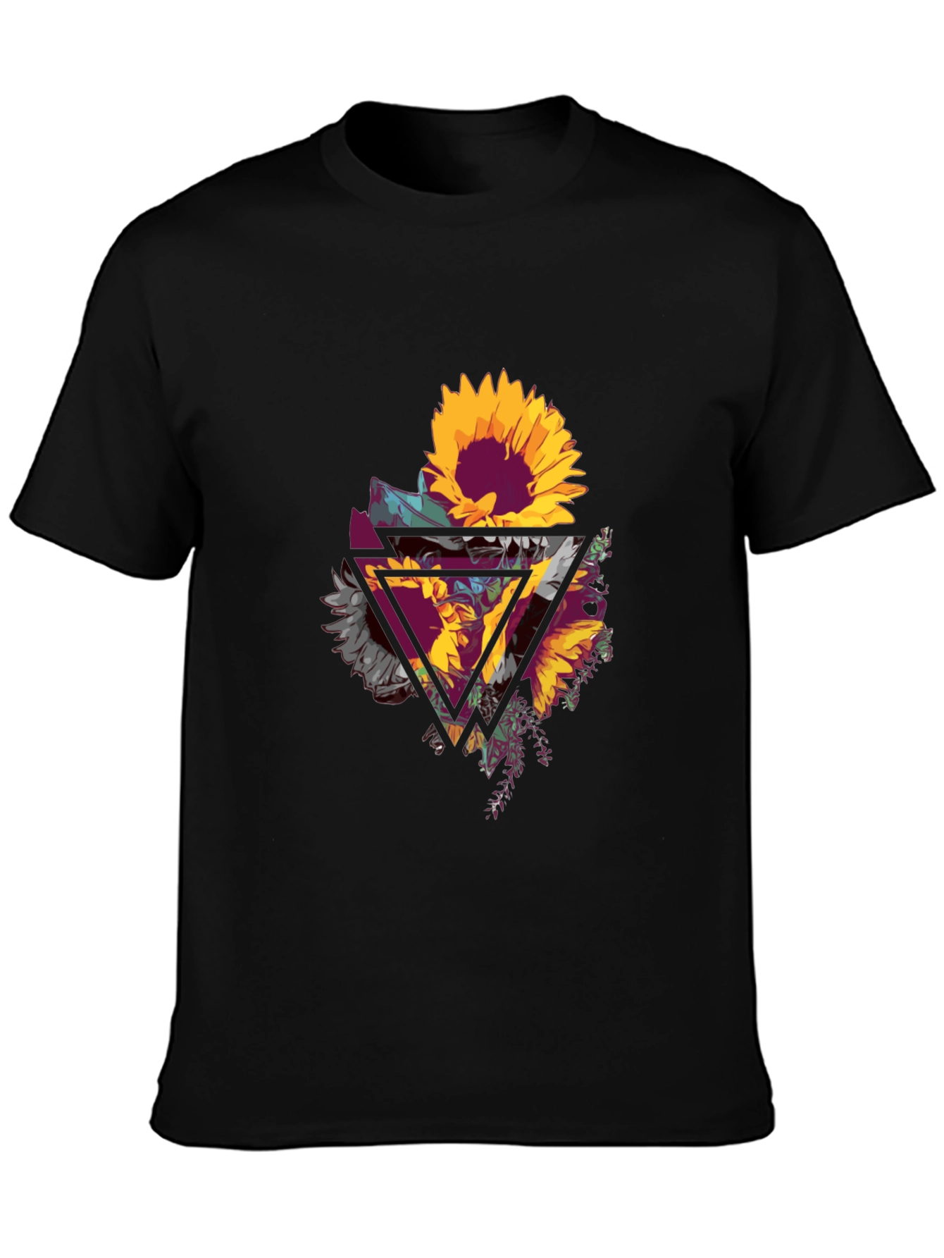 Sunflower Geometric Graphic Tee - Mens Black T-Shirt