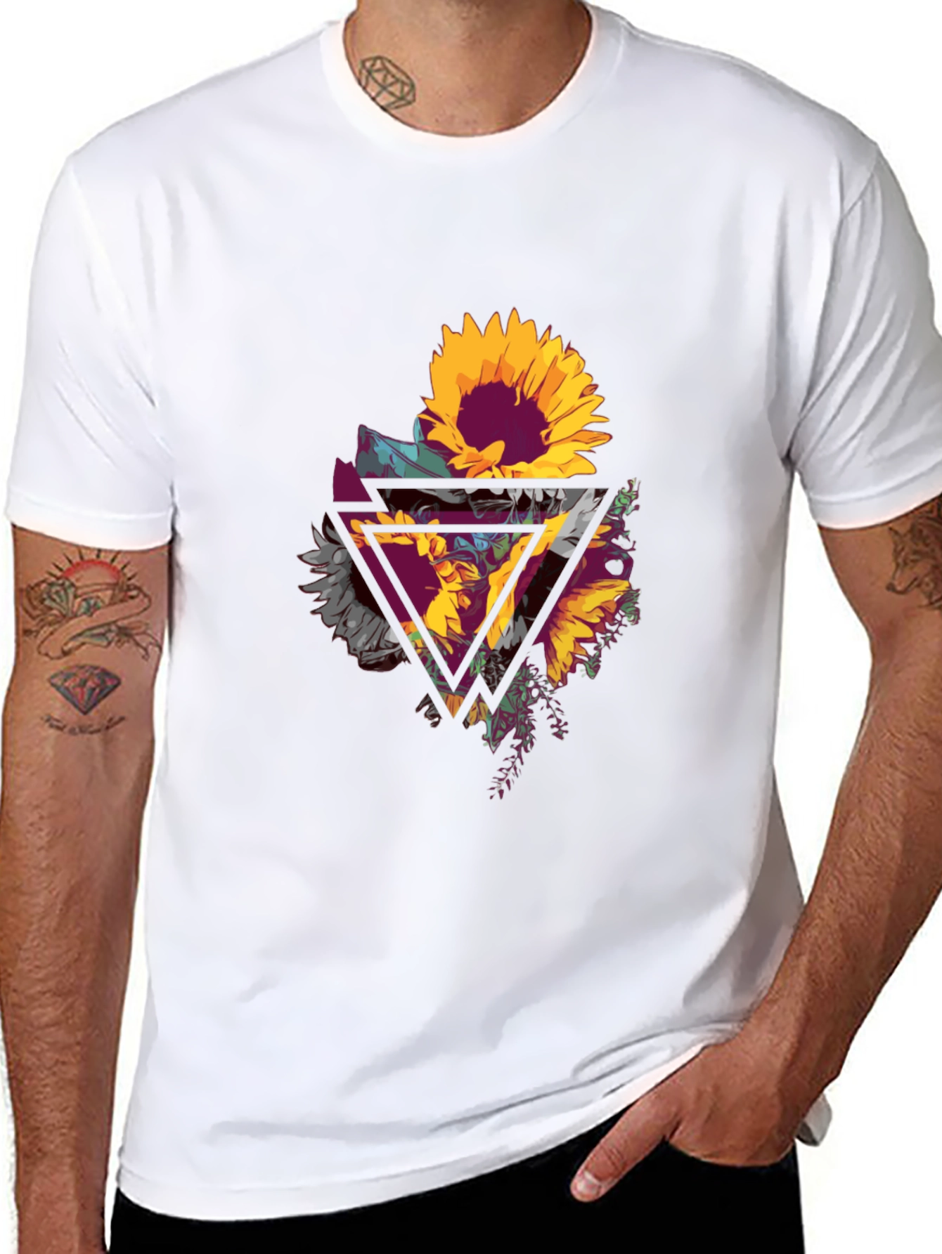 Sunflower Geometric Graphic Tee - Mens Black T-Shirt