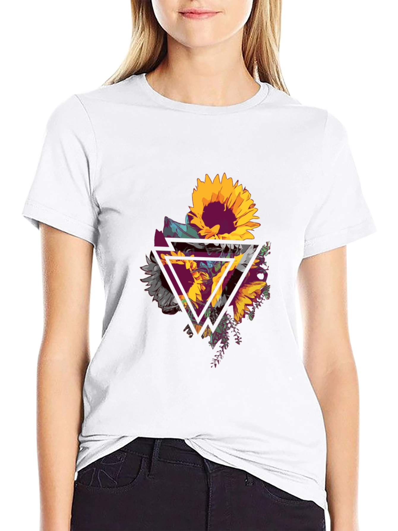 Sunflower Geometric Graphic Tee - Mens Black T-Shirt
