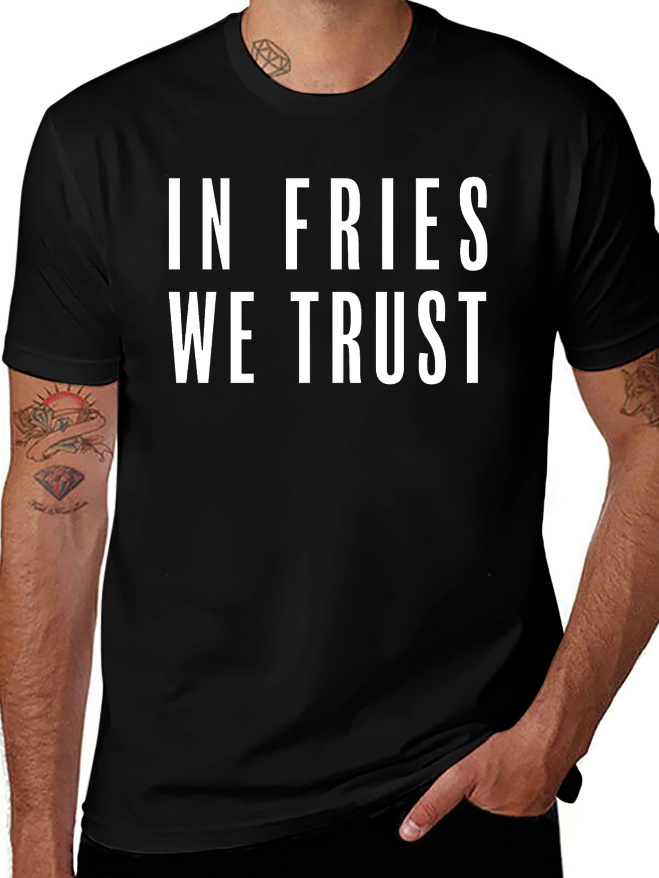 In Fries We Trust Black Graphic Tee