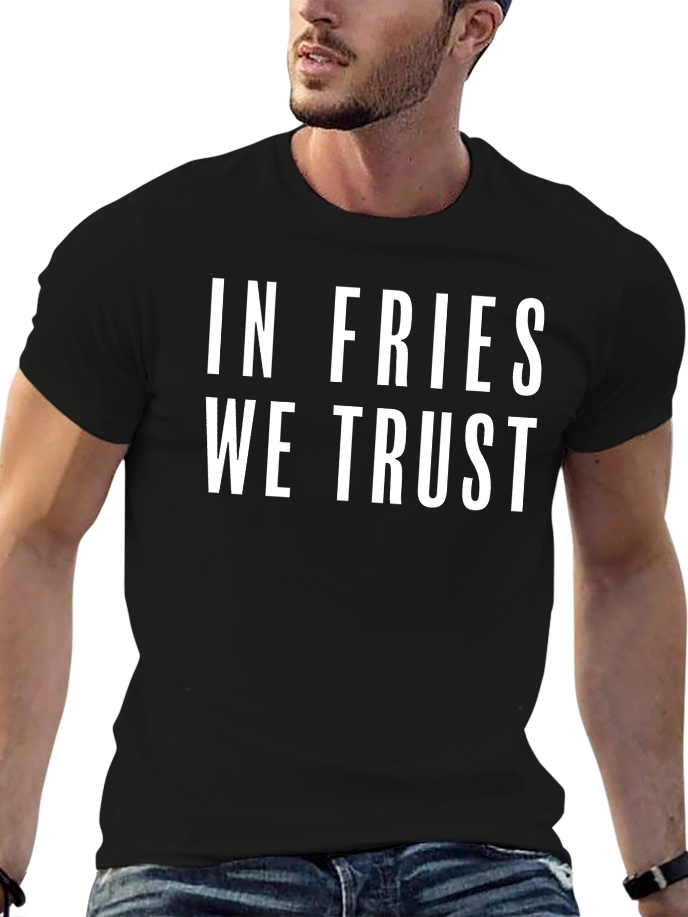 In Fries We Trust Black Graphic Tee