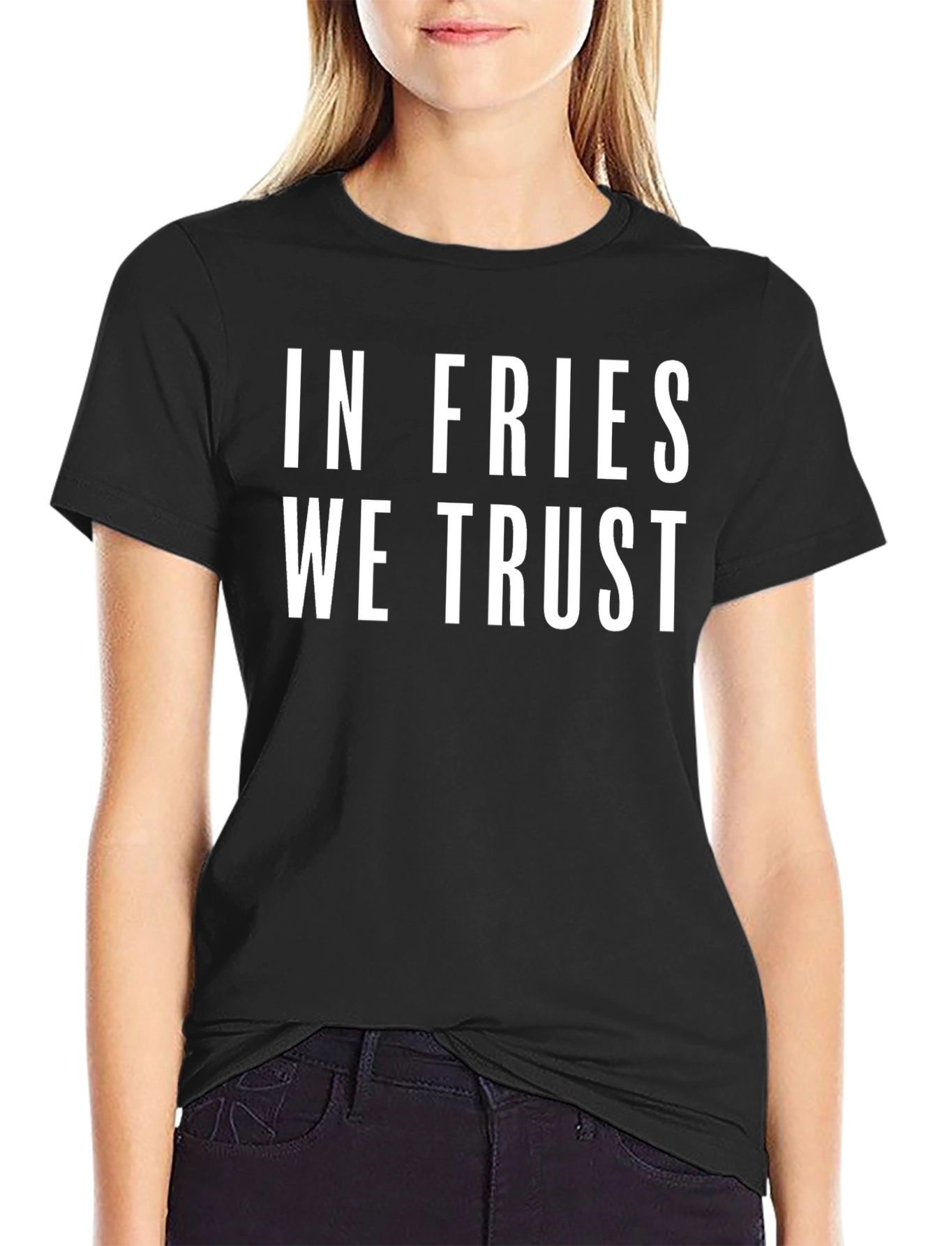In Fries We Trust Black Graphic Tee