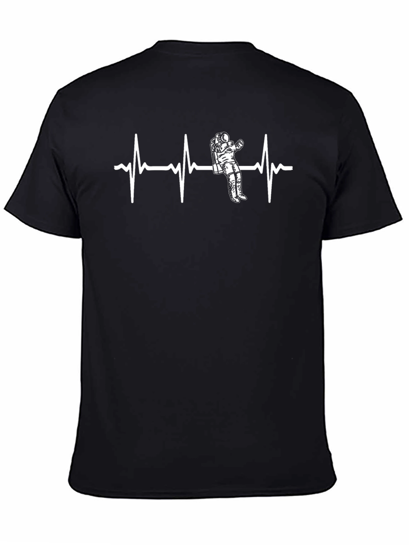 Astronaut Heartbeat Graphic Tee - Black Casual T-Shirt