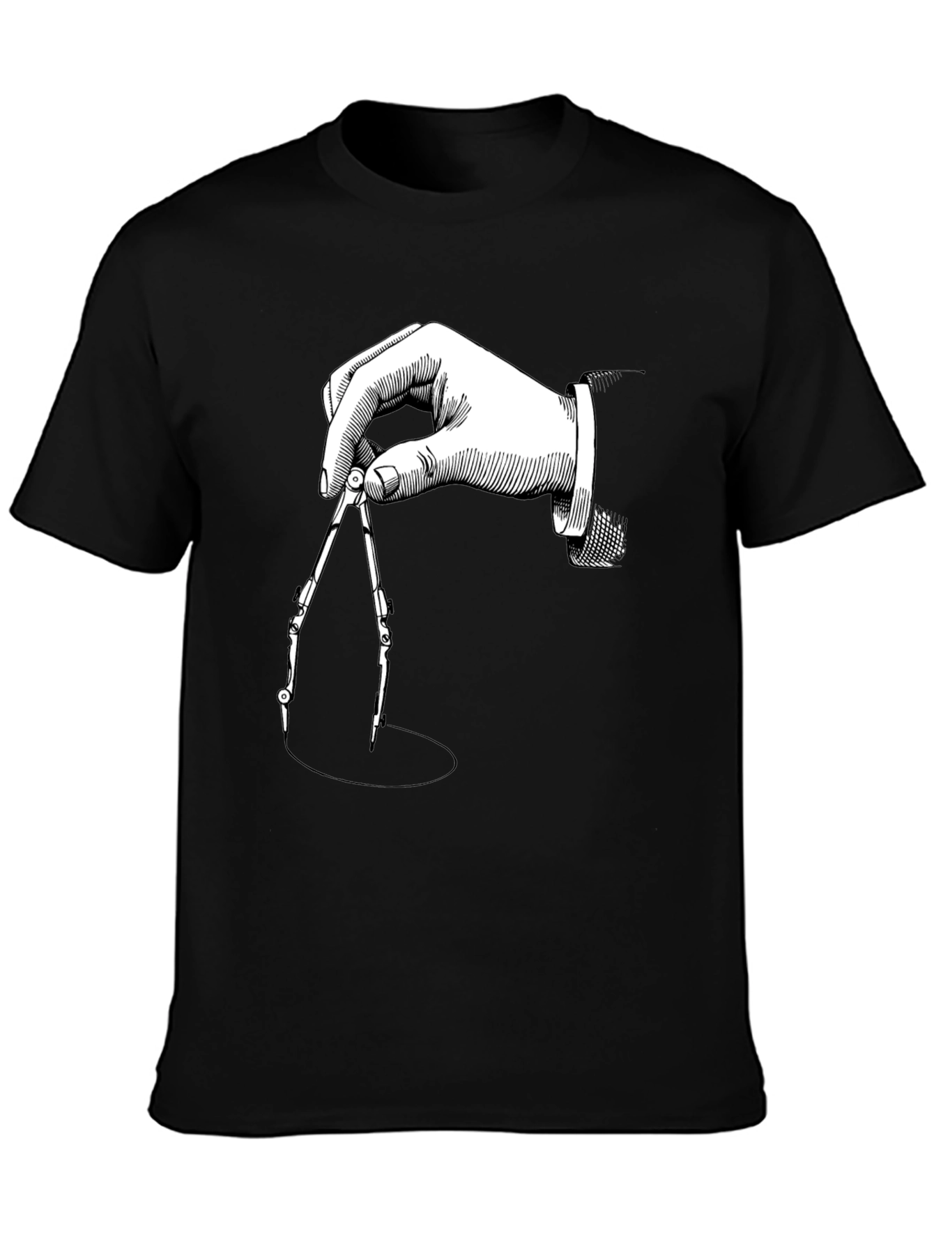 Geometric Compass Graphic Tee - Stylish Black T-Shirt