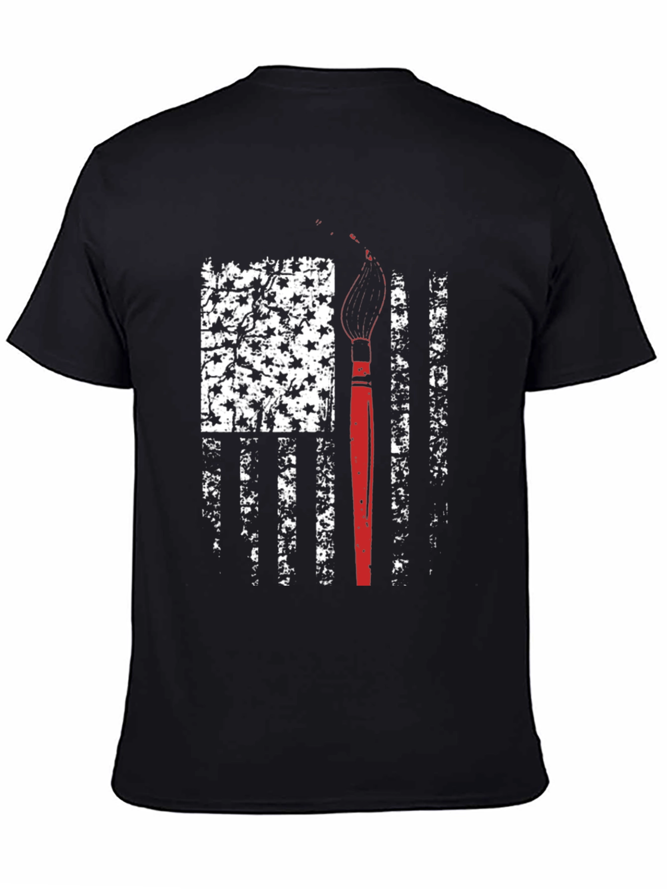 Patriotic Artist T-Shirt - American Flag Paintbrush Design