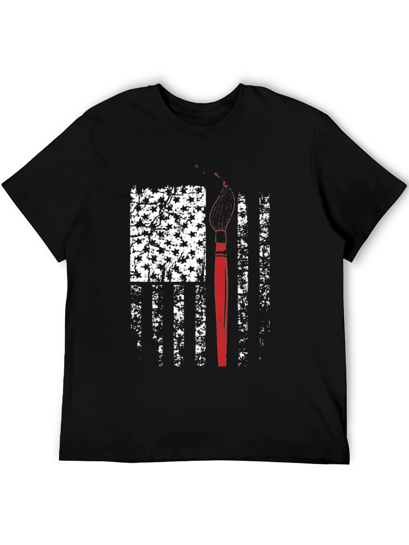 Patriotic Artist T-Shirt - American Flag Paintbrush Design