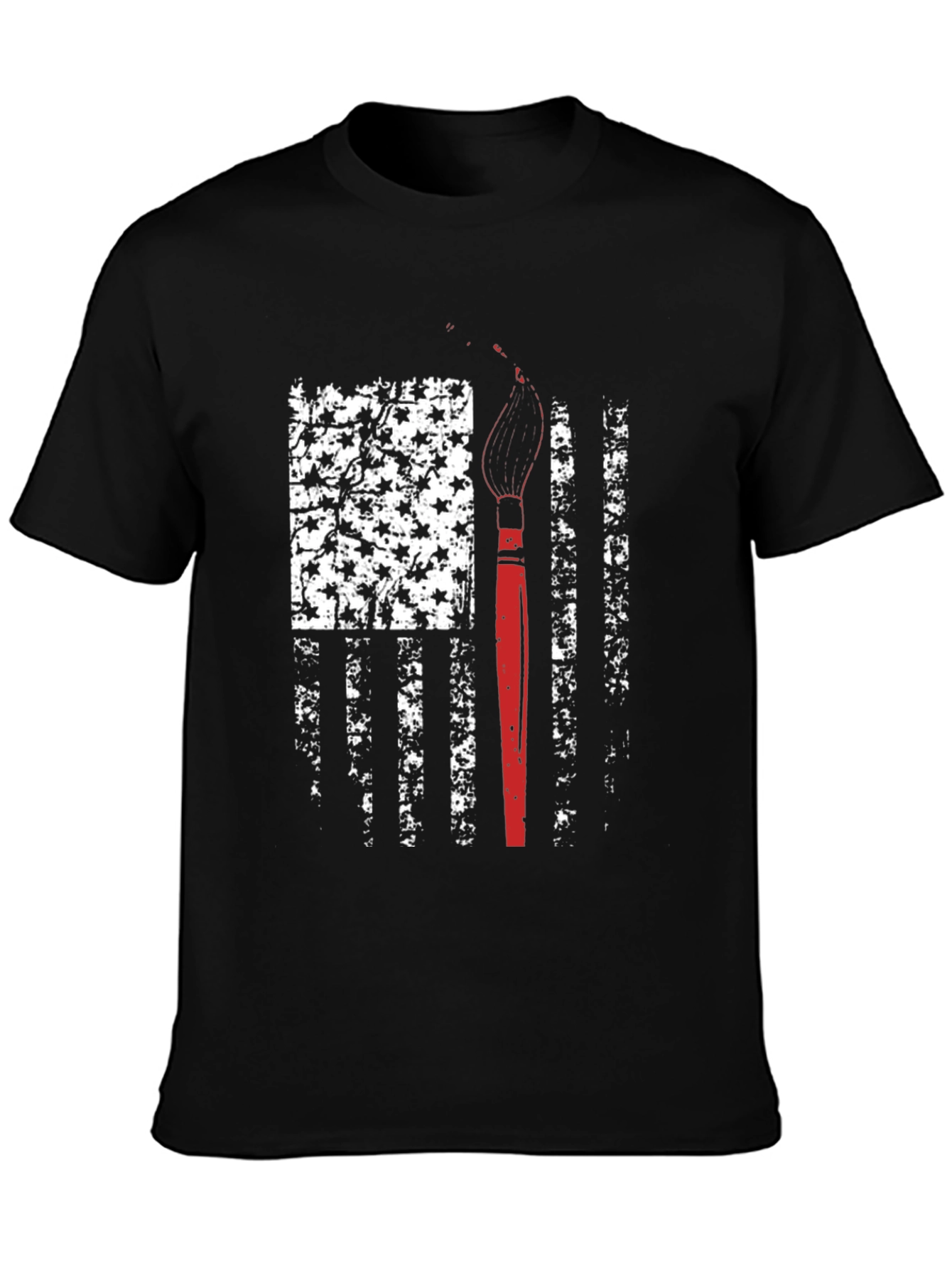 Patriotic Artist T-Shirt - American Flag Paintbrush Design