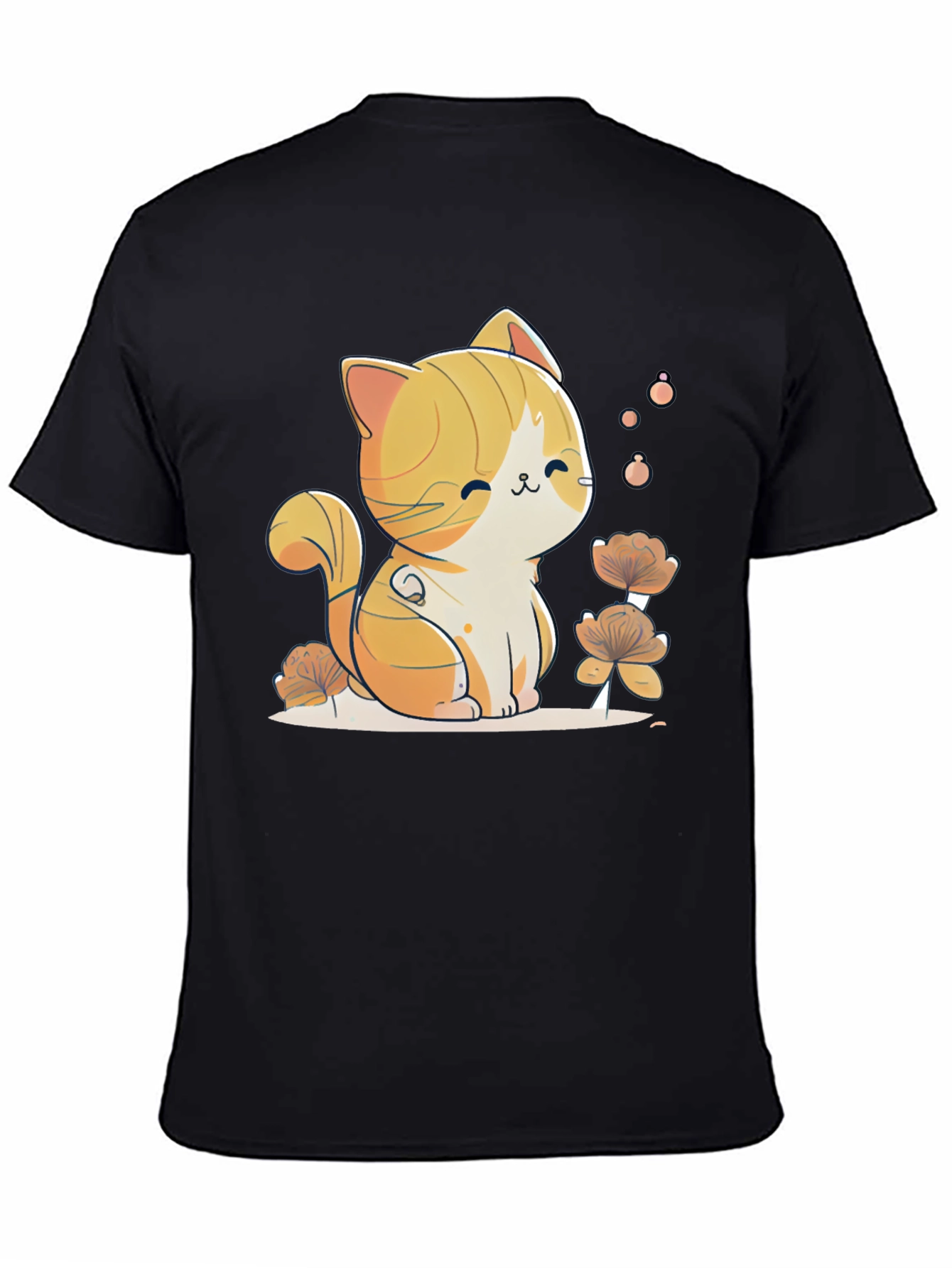 Cute Cat Graphic Tee - Black Cotton Comfort