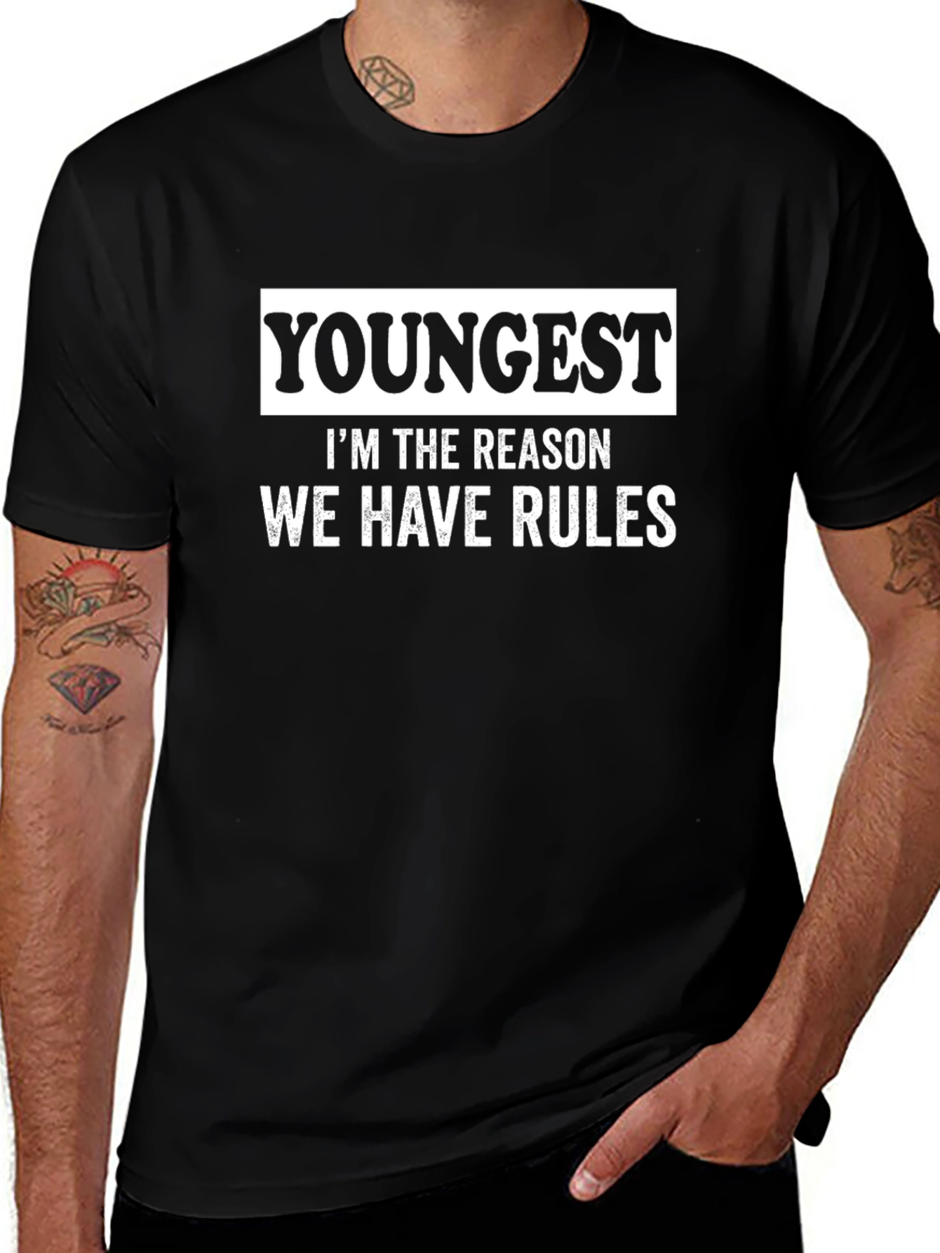 Youngest Reason Rules Mens Black T-Shirt