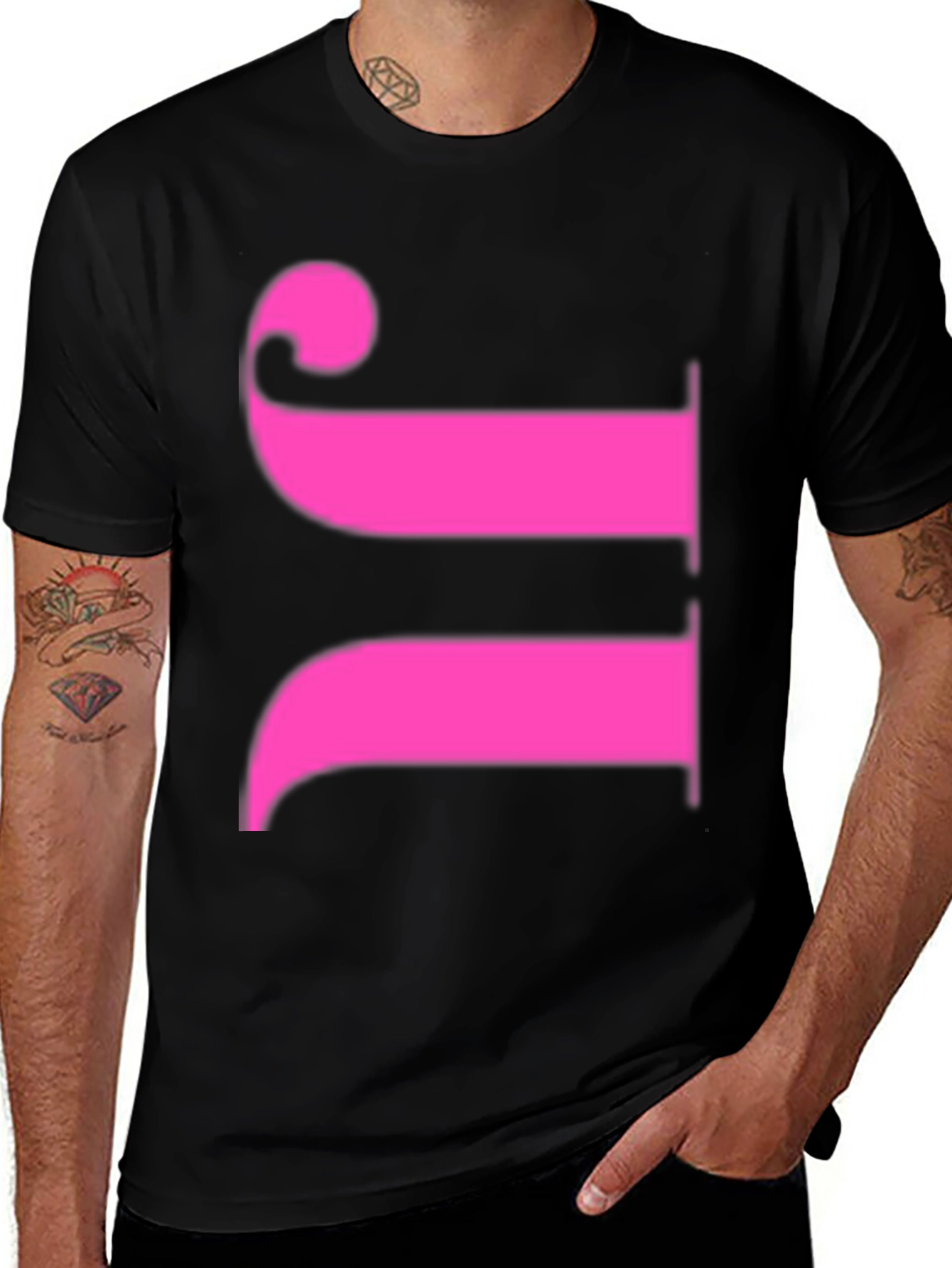 Bold Graphic Tee - Pink Symbol on Black