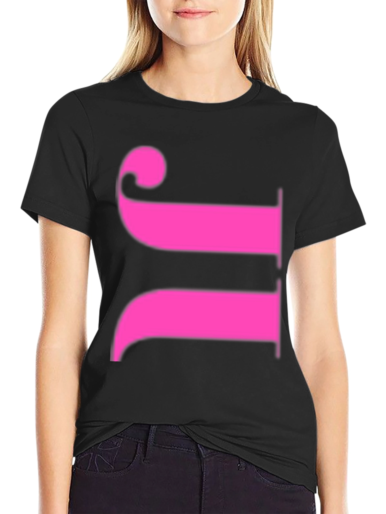Bold Graphic Tee - Pink Symbol on Black