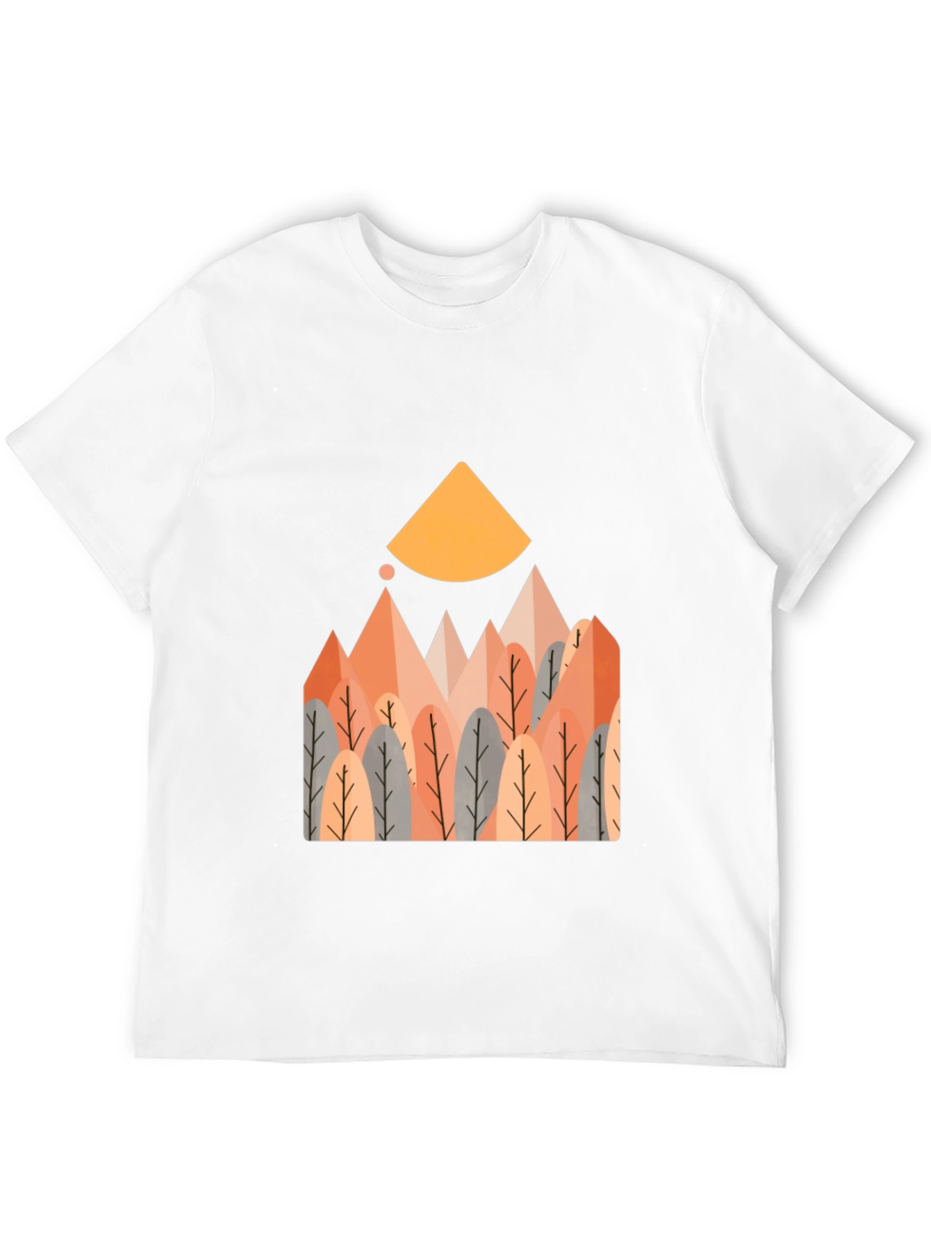 Geometric Forest Graphic Tee - Casual Style