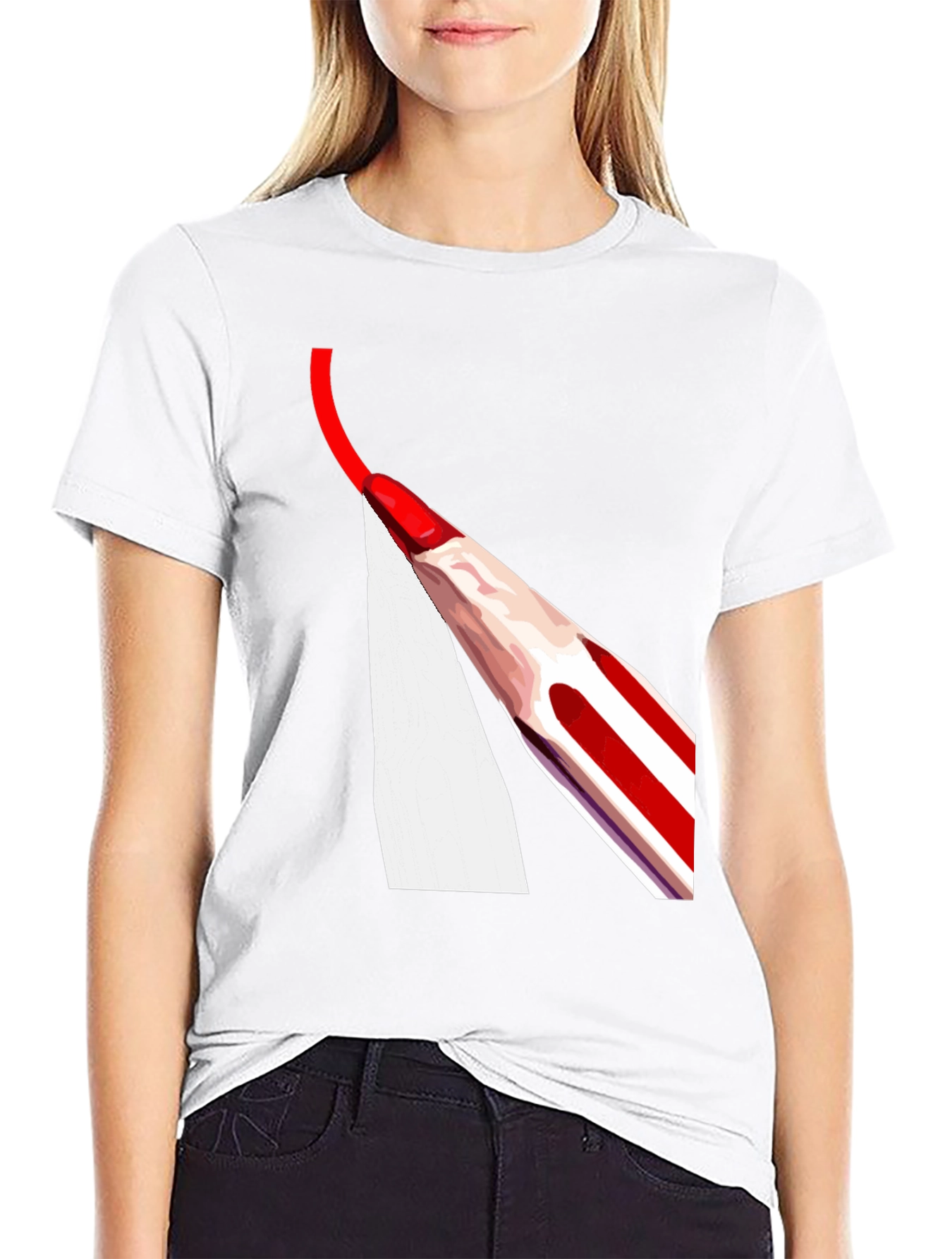 Red Pencil Drawing Mens Black T-Shirt